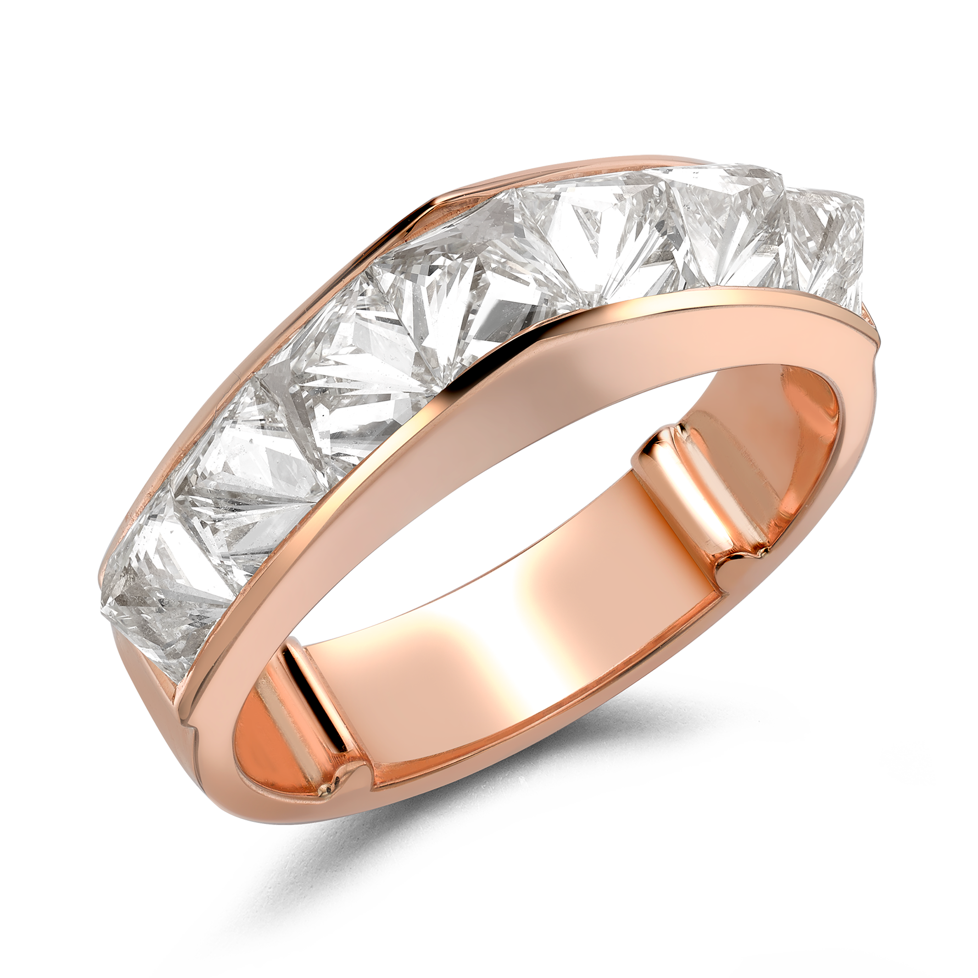 RockChic 2.91ct Diamond Peaked Half Eternity Ring Inverted Princess Cut, Channel Set_1