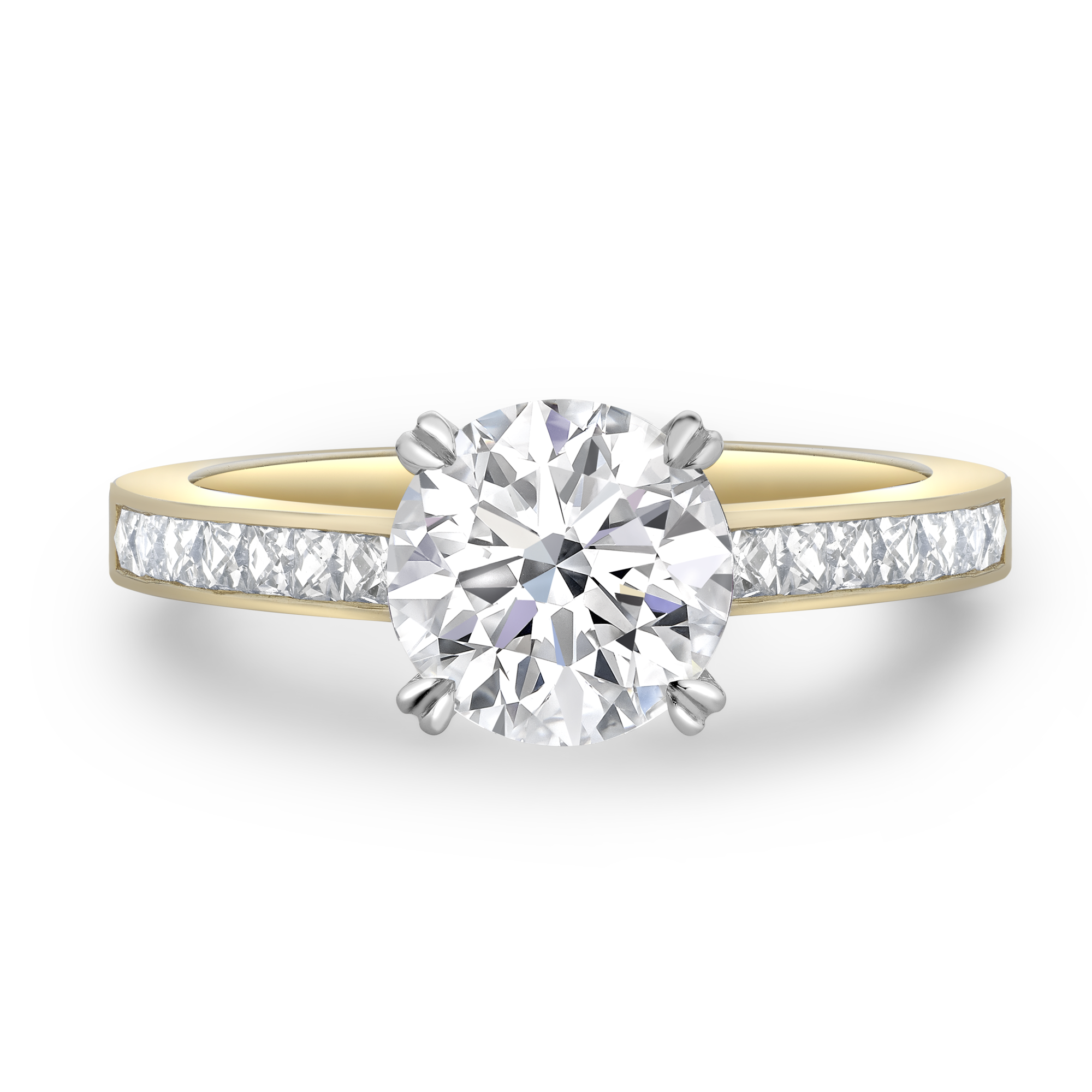 Diamond Solitaire Ring with diamond set shoulders Brilliant Cut, Four Claw Set_2