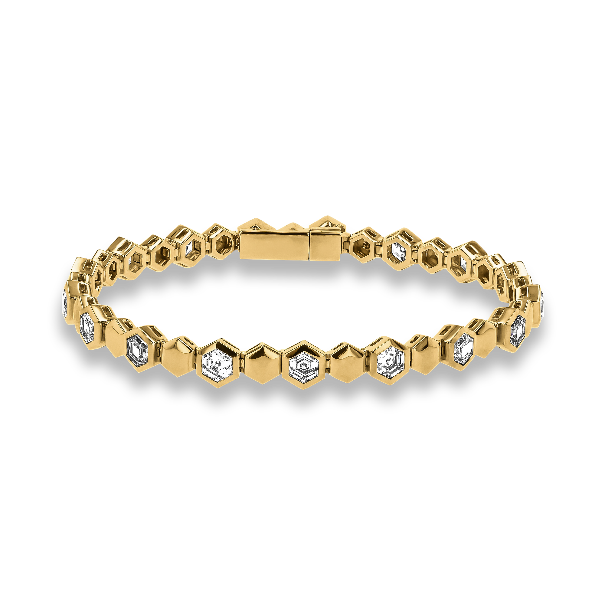 Honeycomb 5.53ct Diamond Bracelet Hexagonal Cut, Rubover Set_1