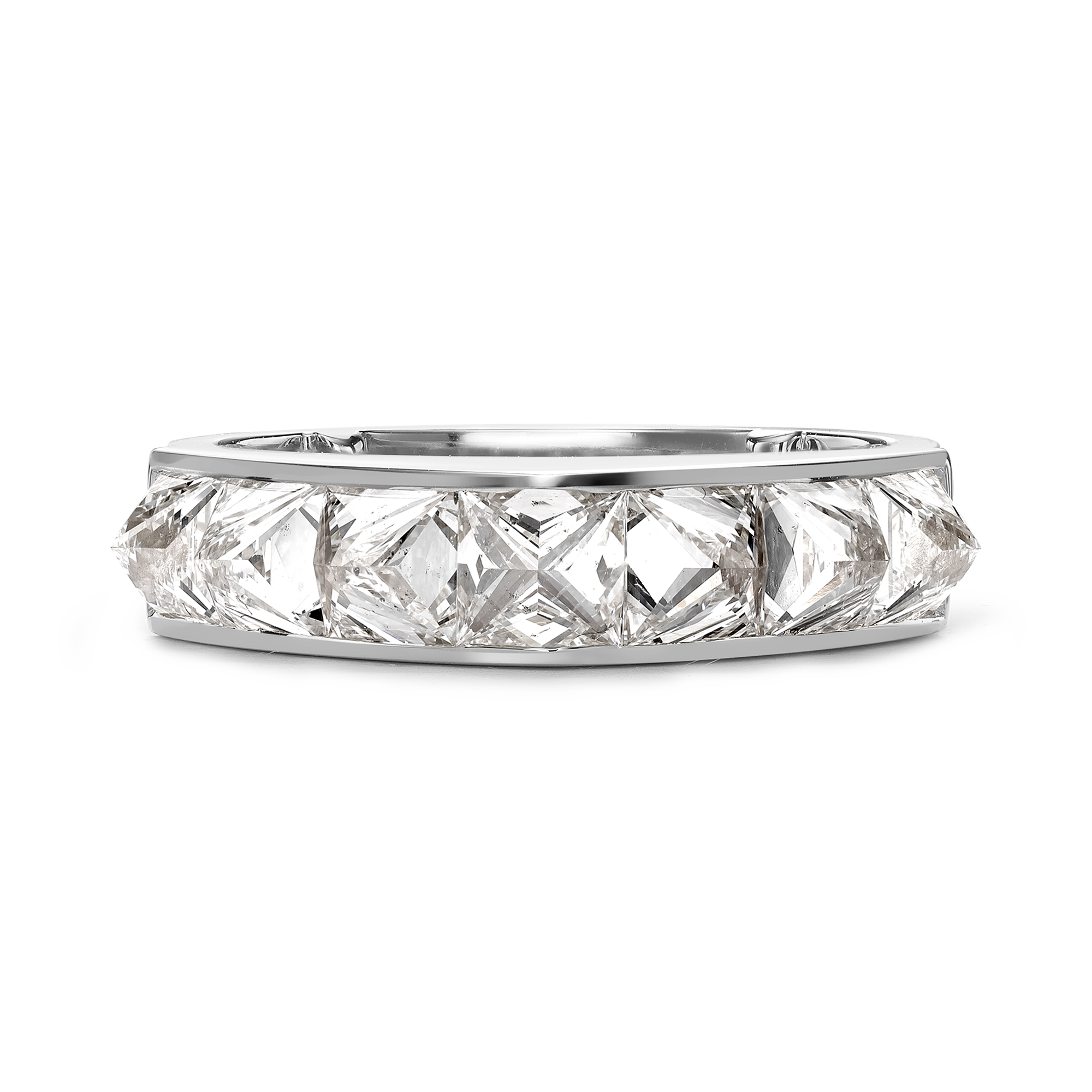 RockChic 2.77ct Diamond Peaked Seven Stone Ring Inverted Princess Cut, Channel Set_2