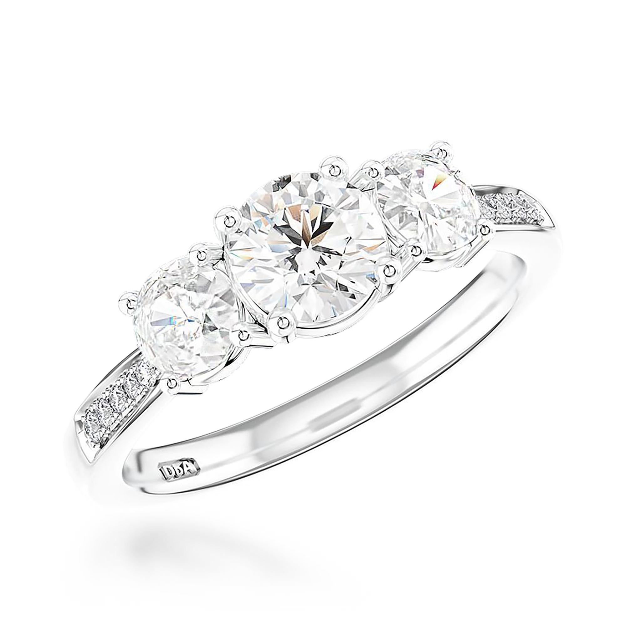 2.00CT Diamond Three-Stone Ring Brilliant Cut, Three-Stone, Diamond Shoulders_1