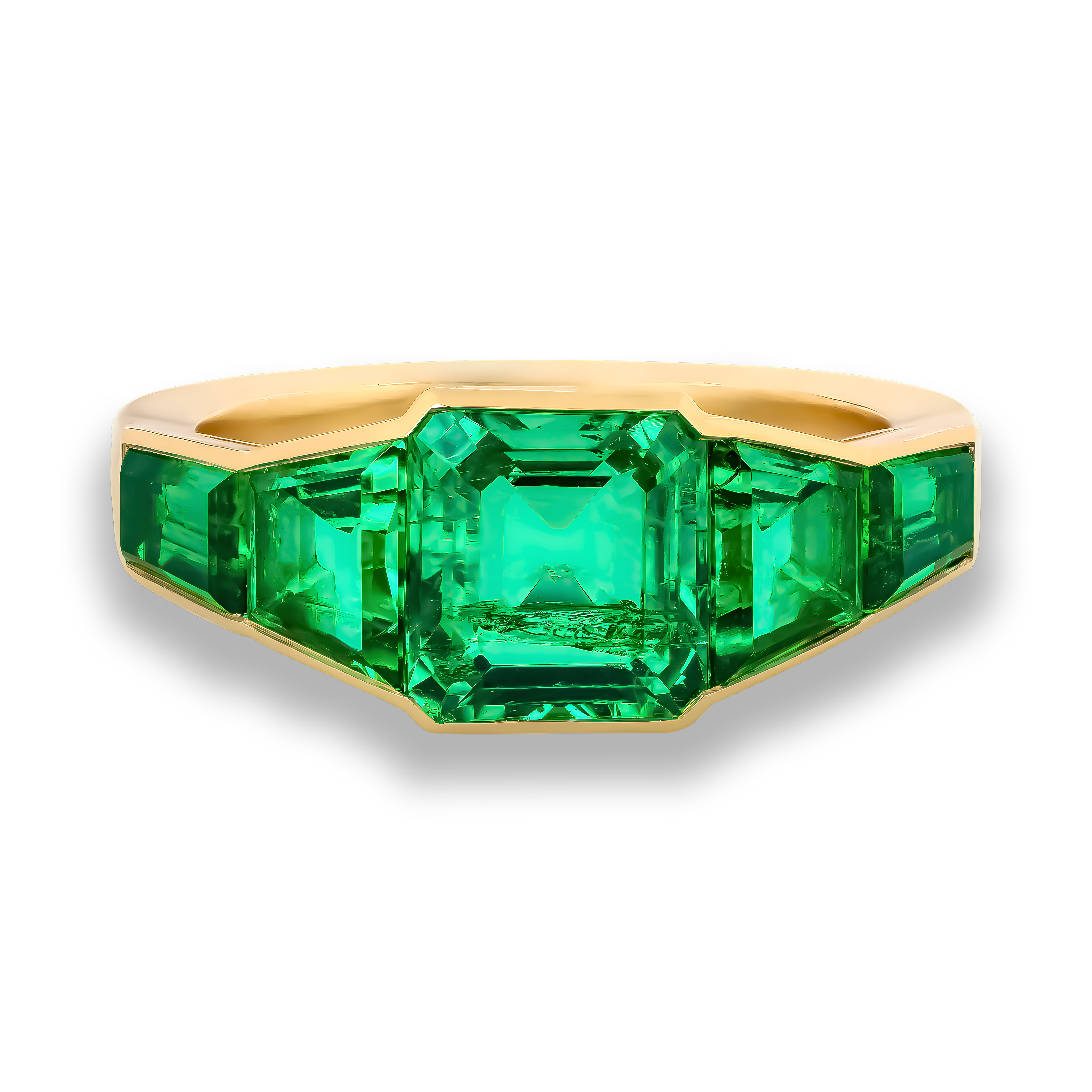 Kingdom 1.65ct Colombian Emerald Five Stone Ring Octagonal Cut, Rubover Set_2