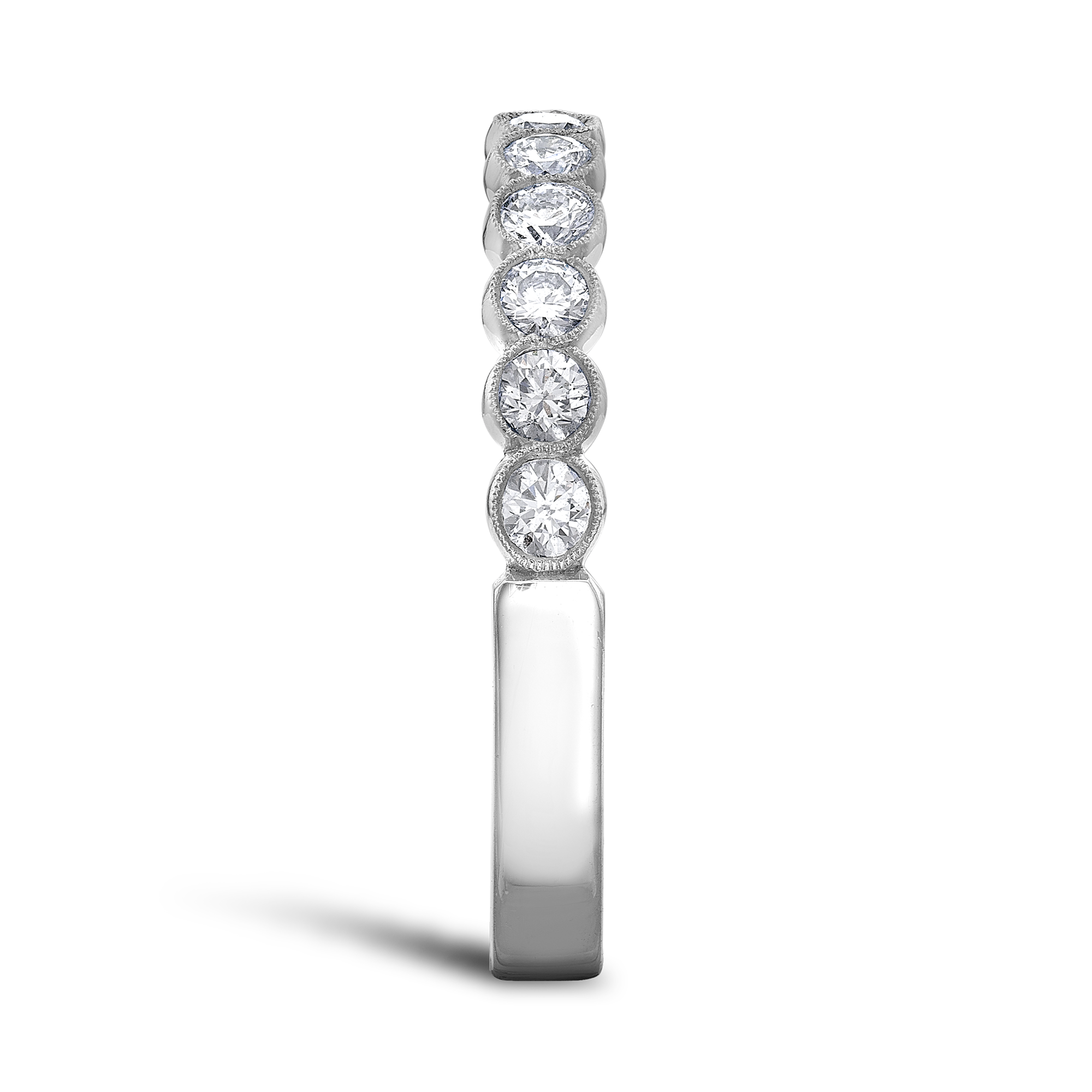 Diamond Dot Half Eternity Ring Brilliant Cut, Half Eternity, Millegrain Set_4