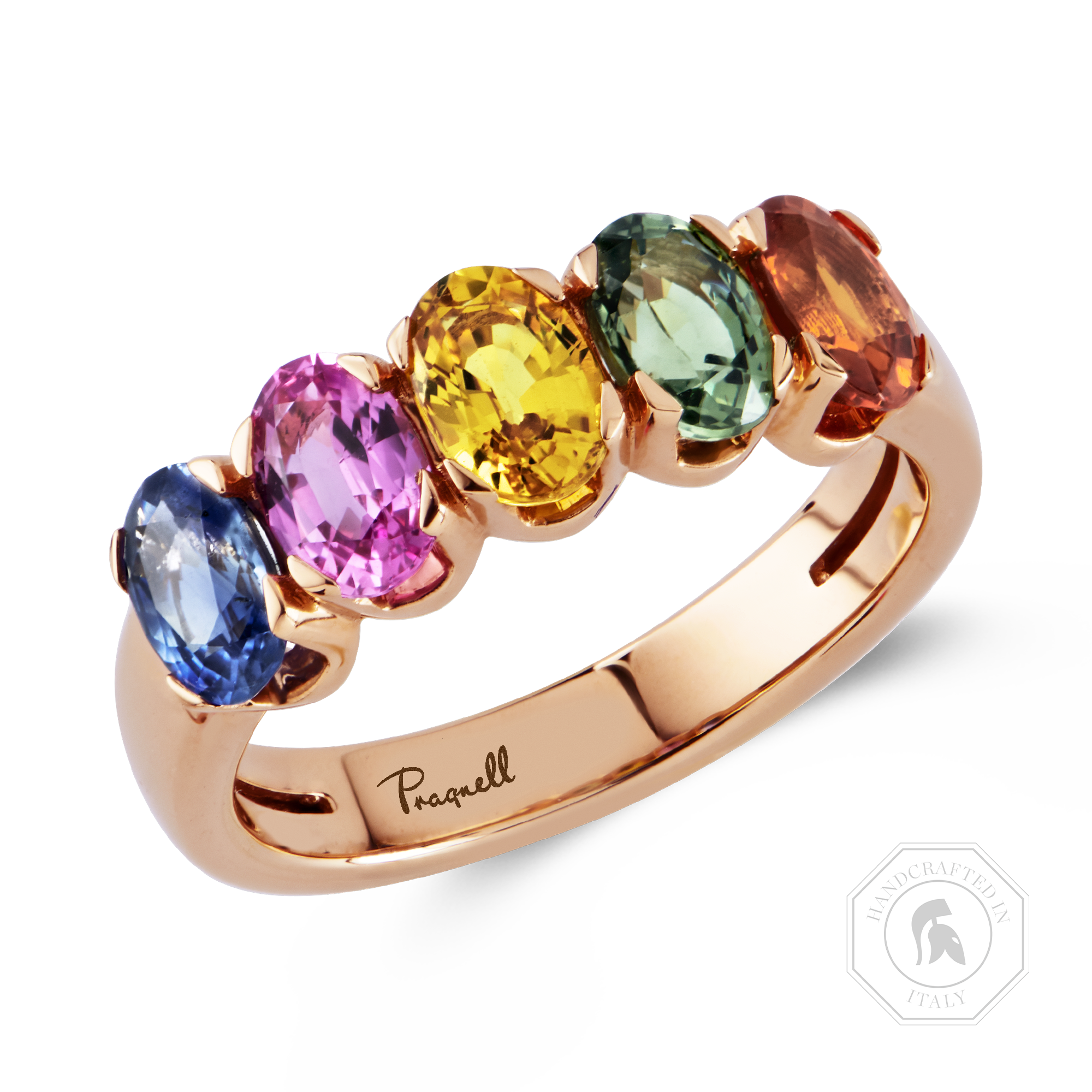 Rainbow Fancy Sapphire Five-Stone Ring Oval Cut, Claw Set_1