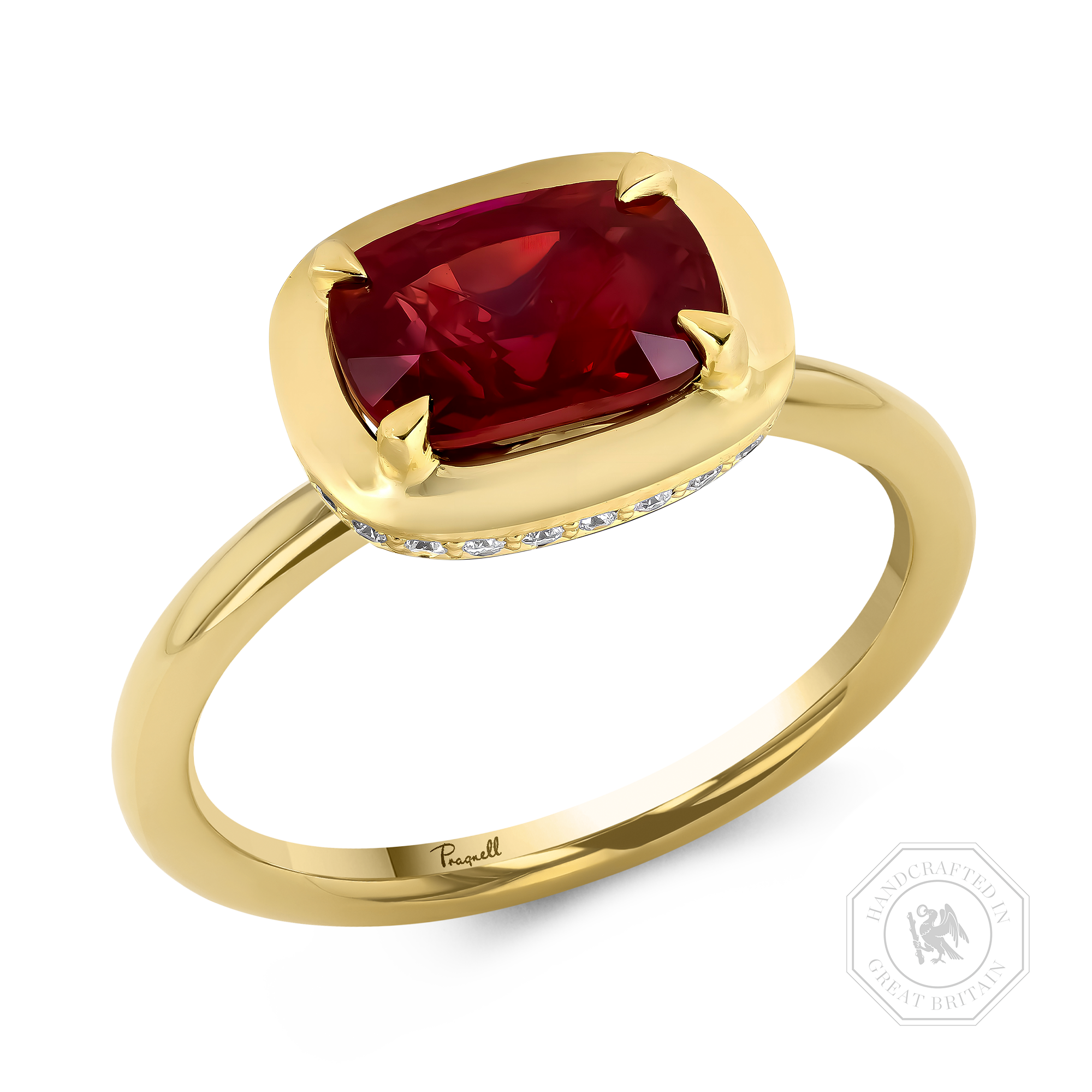 Skmming Stone 2.04ct Mozambique Ruby and Diamond Ring Modern Cushion Cut, Claw Set_1