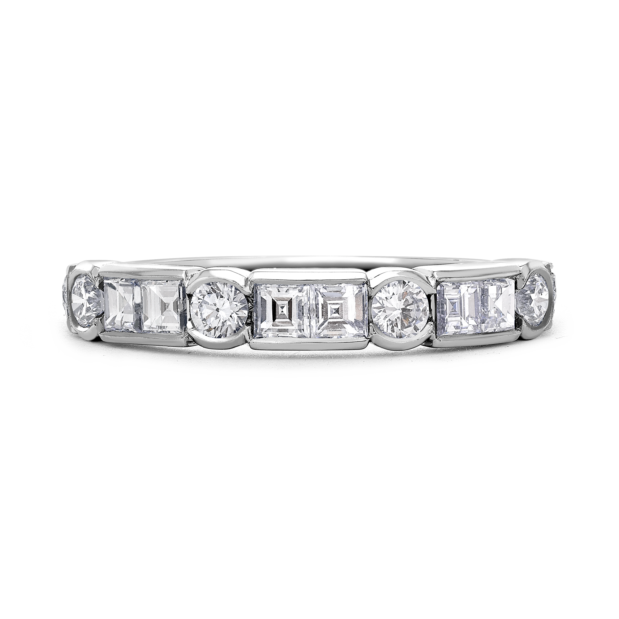 Antrobus 0.72ct Diamond Half Eternity Ring Brilliant & Carré Cut, Rubover Set_2