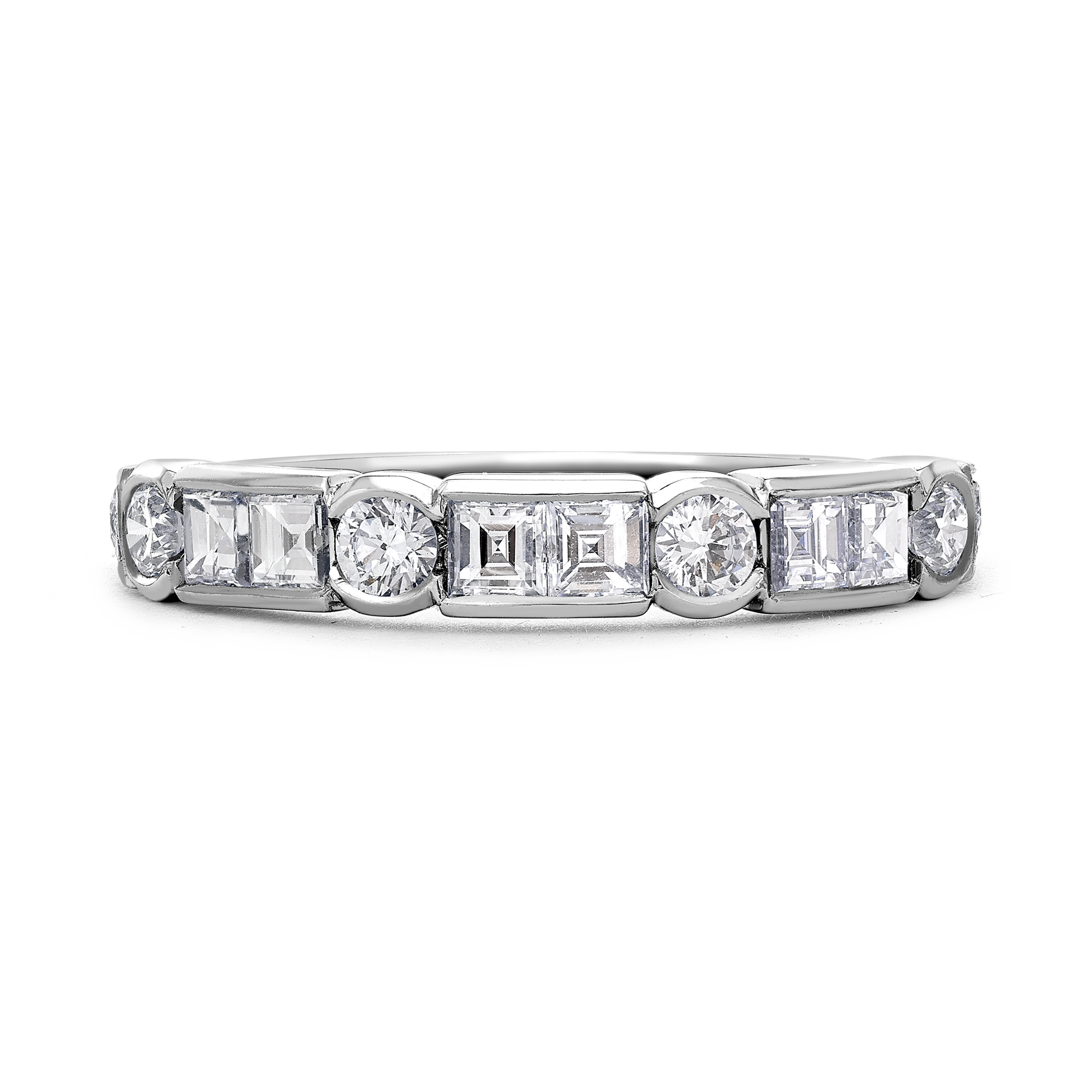 Antrobus 0.72ct Diamond Half Eternity Ring Carré Cut, Rubover Set_2