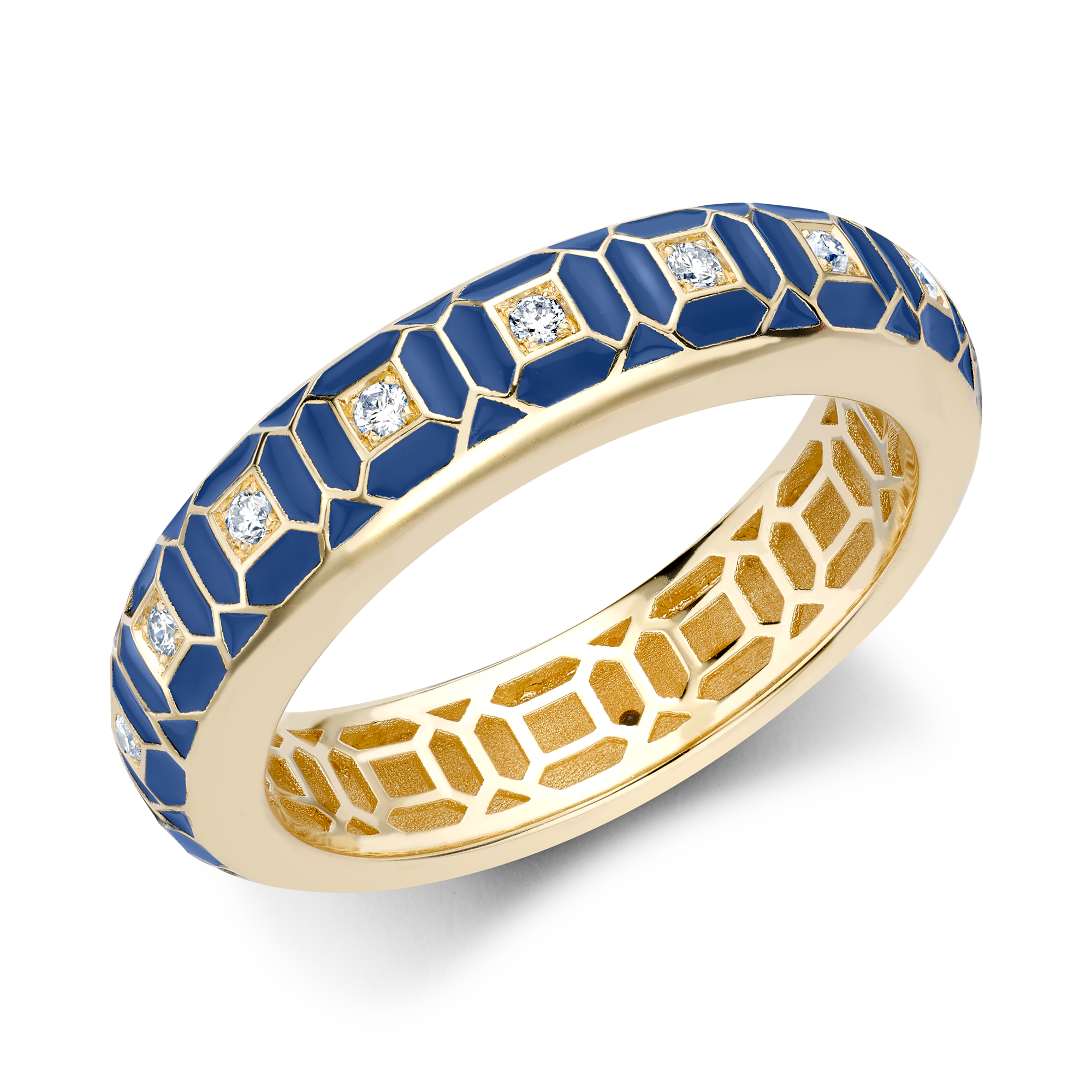Revival Royal Blue Enamel and Diamond Ring Brilliant cut, Claw set_1