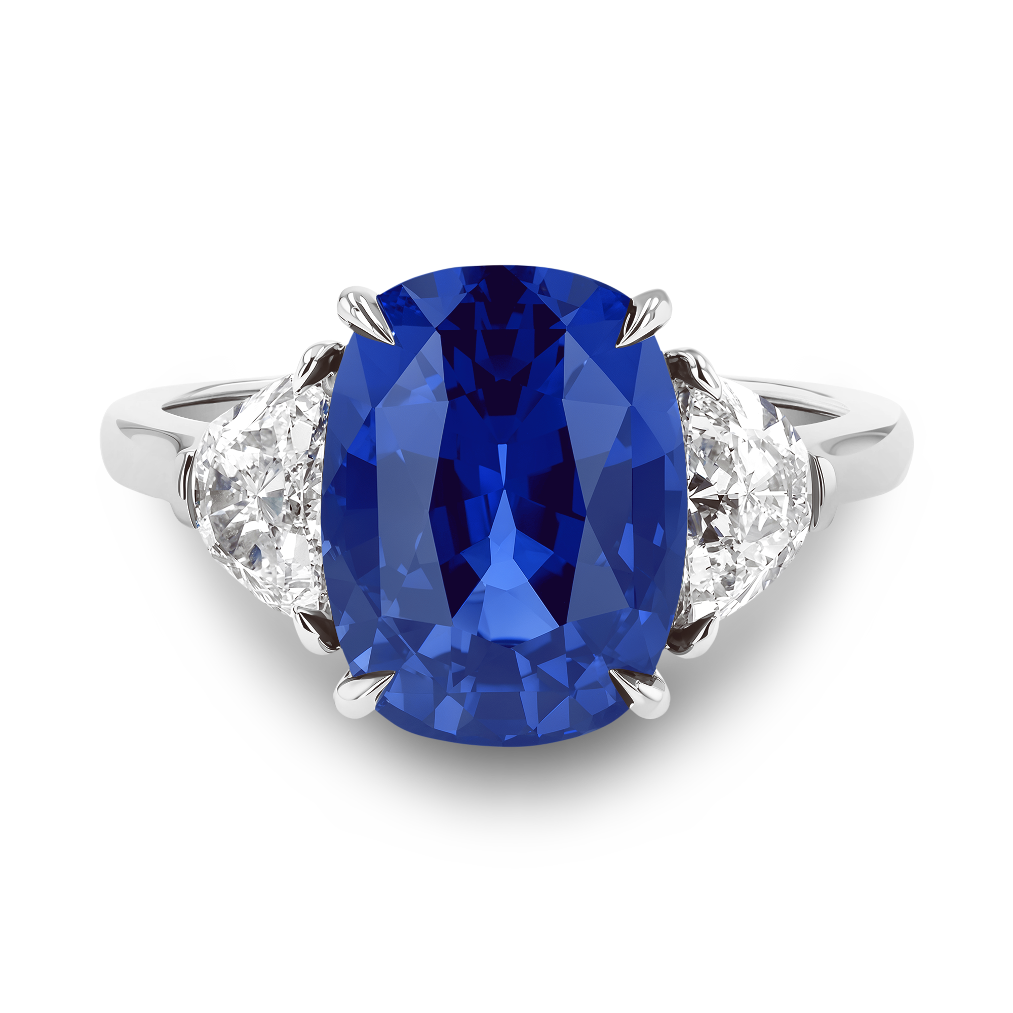 Sapphire and Diamond Ring Cushion modern cut, Claw set_2