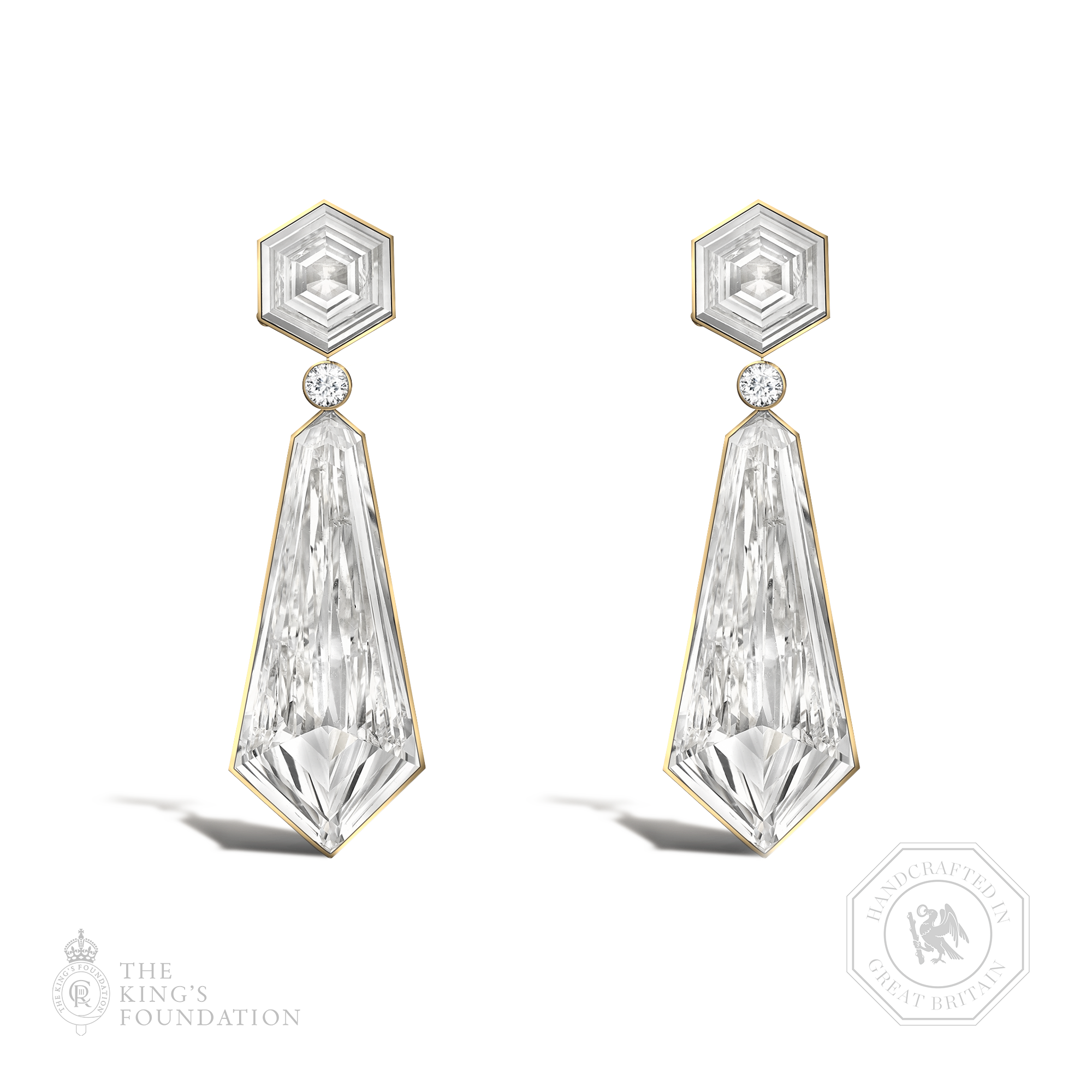 Masterpiece Honeycomb 9.02ct Diamond Drop Earrings Kite Cut, Rubover Set_1