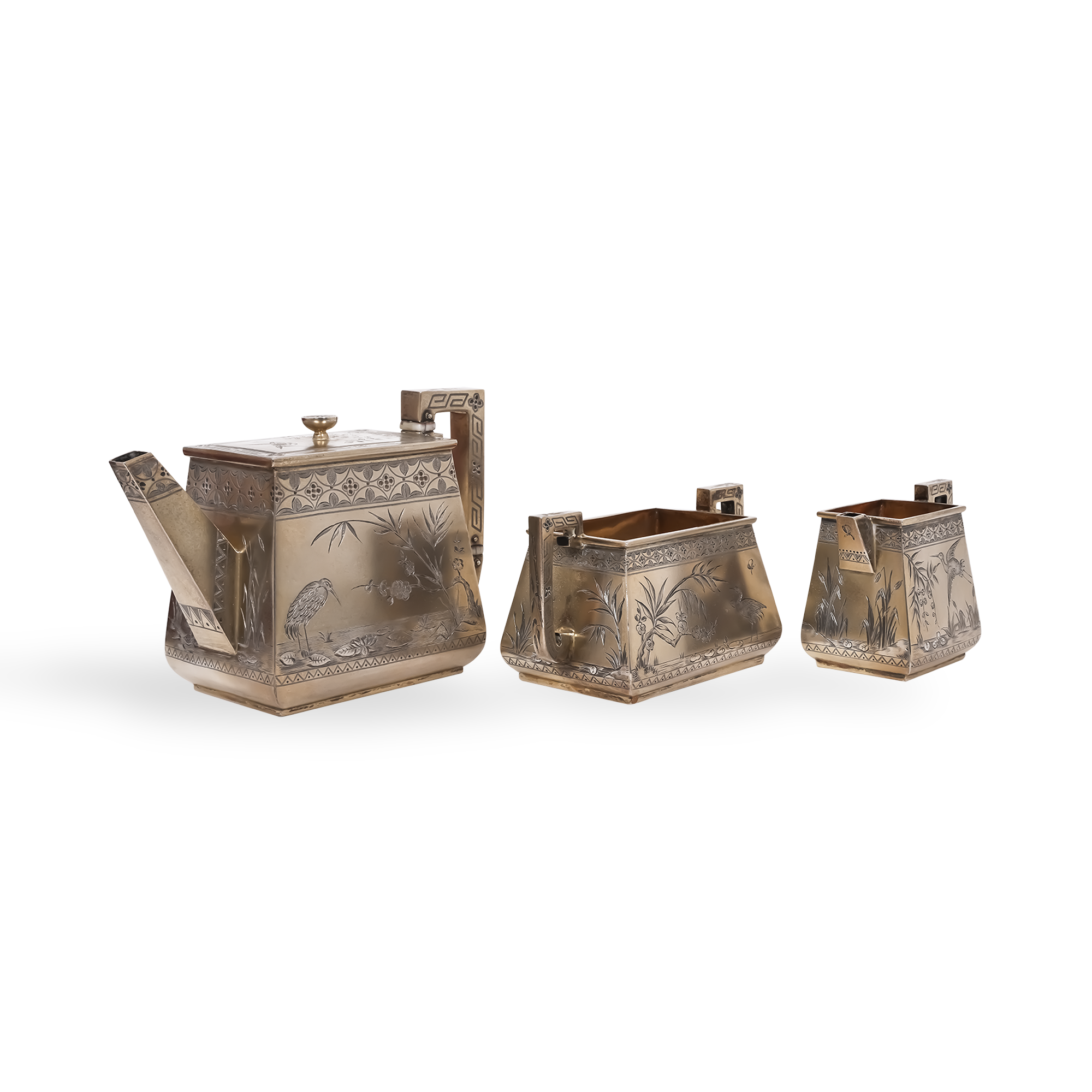 Silver Queen Victoria Gilded Tea Set Hallmarked London_4