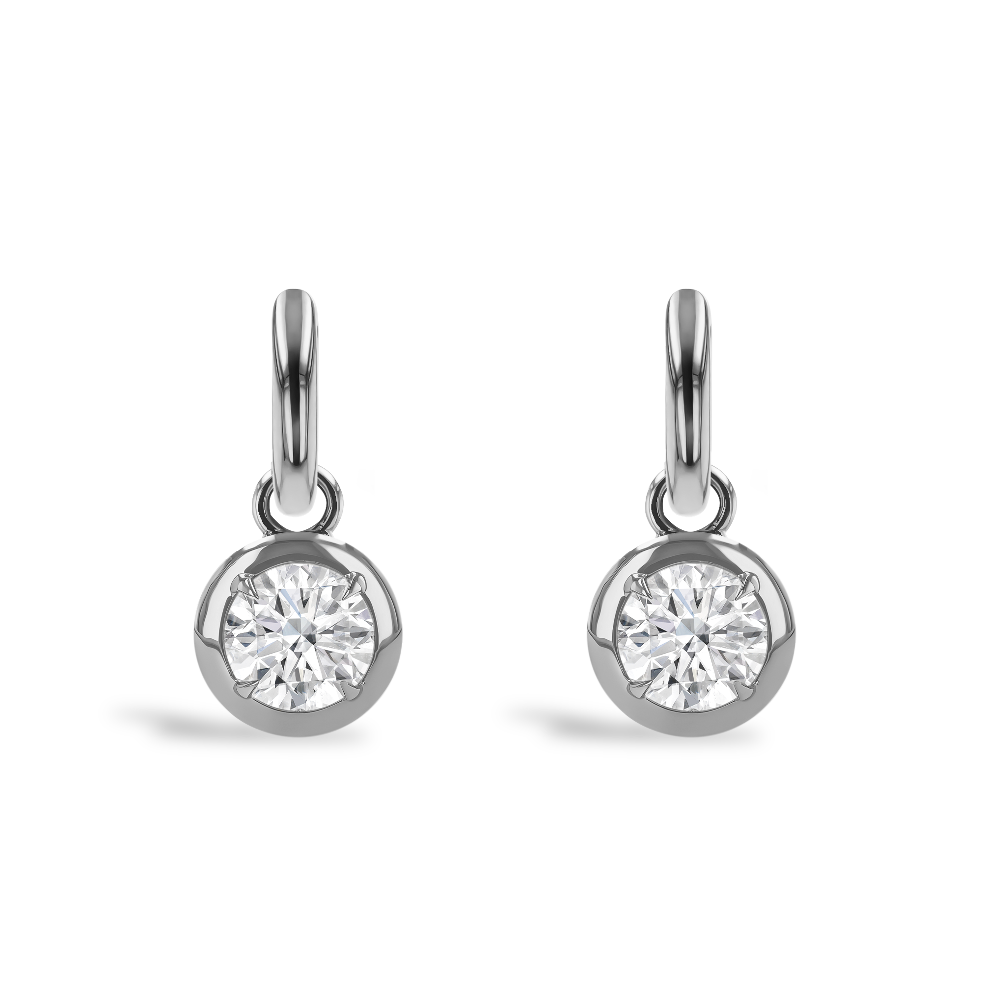 Skimming Stone 1.00ct Diamond Drop Hoop Earrings Brilliant cut, Claw set_2