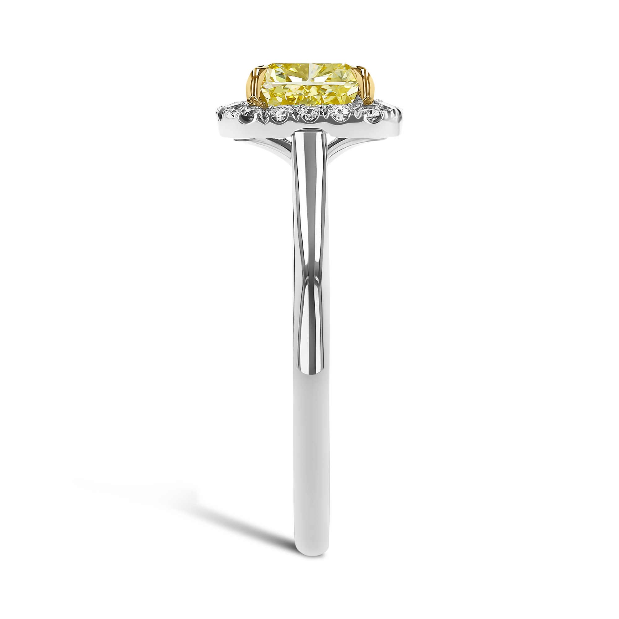 Celestial 1.30ct Kimberley Fancy Yellow Diamond Cluster Ring Cushion modern cut, Claw set_4