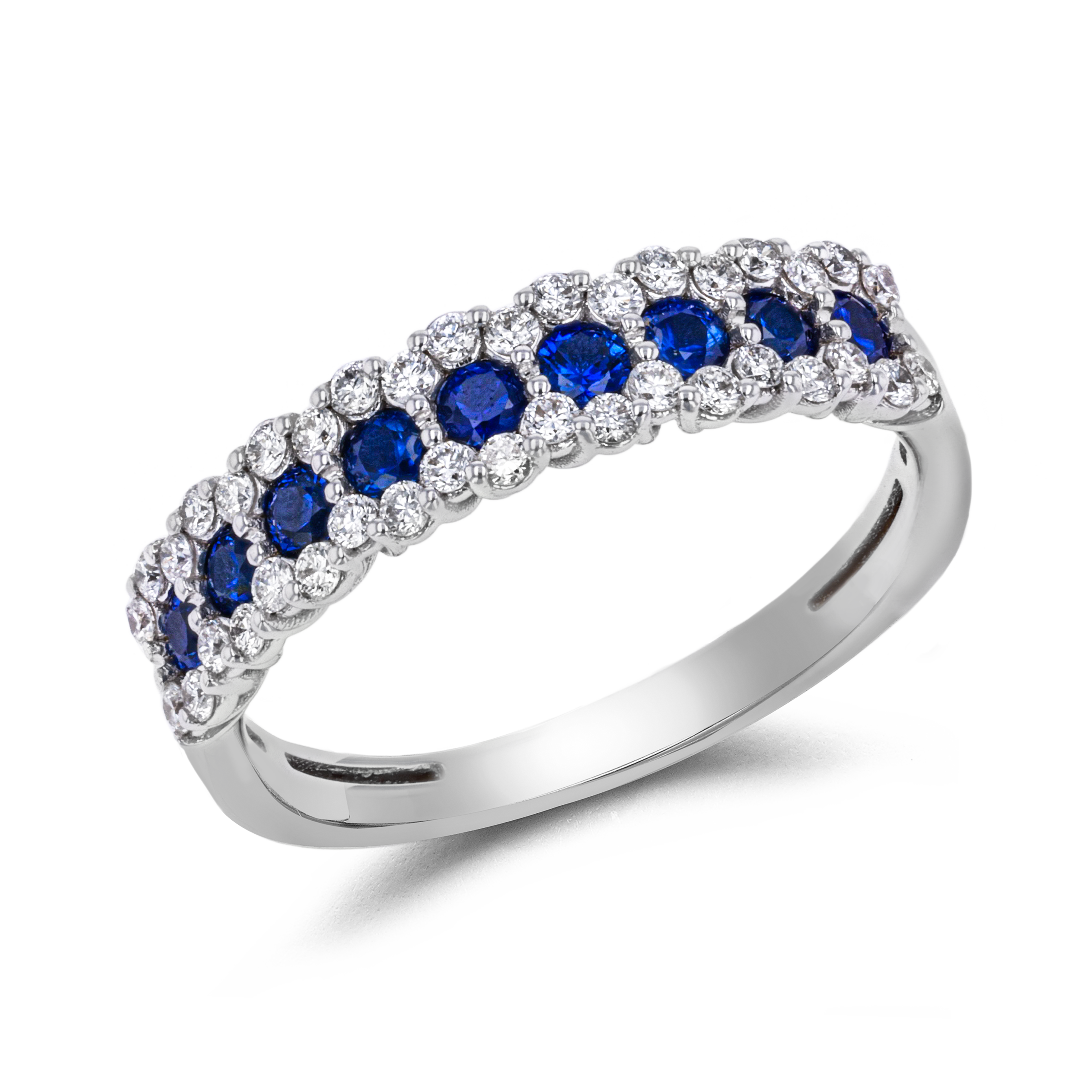 Brilliant Cut Sapphire and Diamond Ring Brilliant Cut, Half Eternity, Claw Set_1