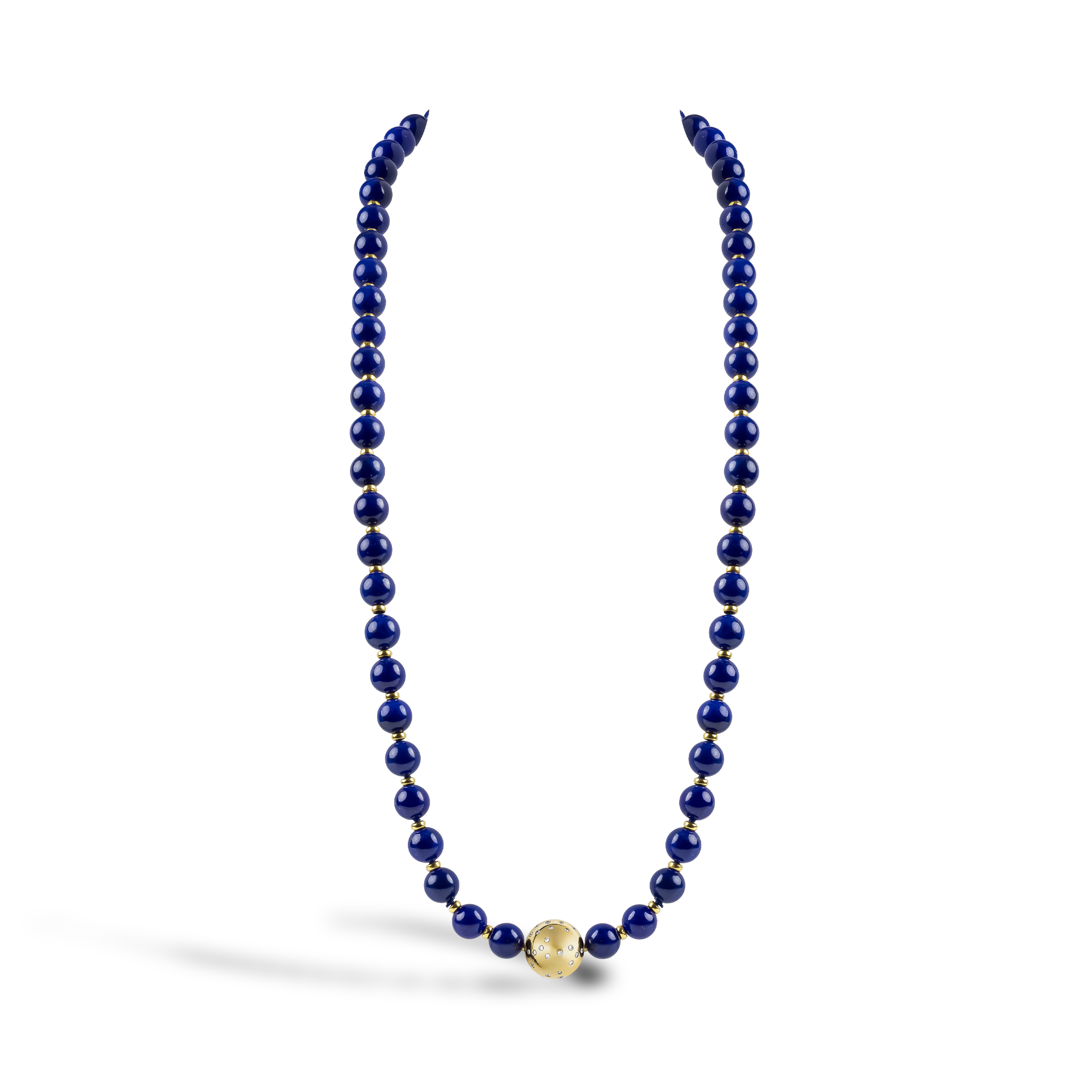 Convertible Lapis Lazuli Bead and Brilliant Cut Diamond Necklace Brilliant Cut, Flush Set_1