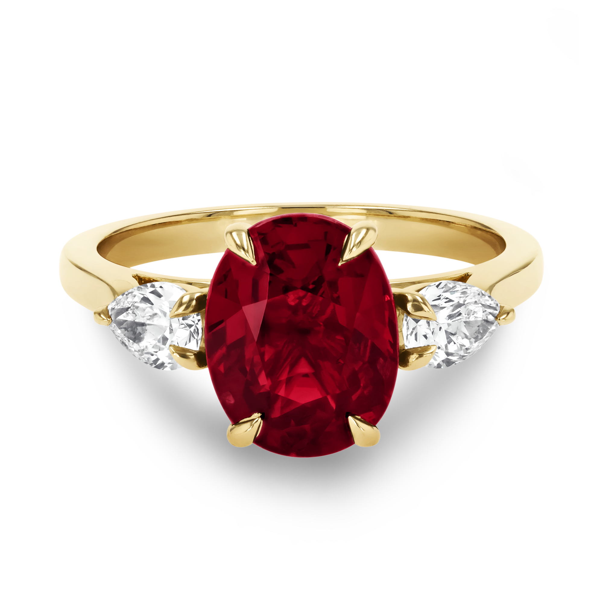 Mozambique 3.03ct Ruby and Diamond Three Stone Ring Oval Cut, Claw Set_2