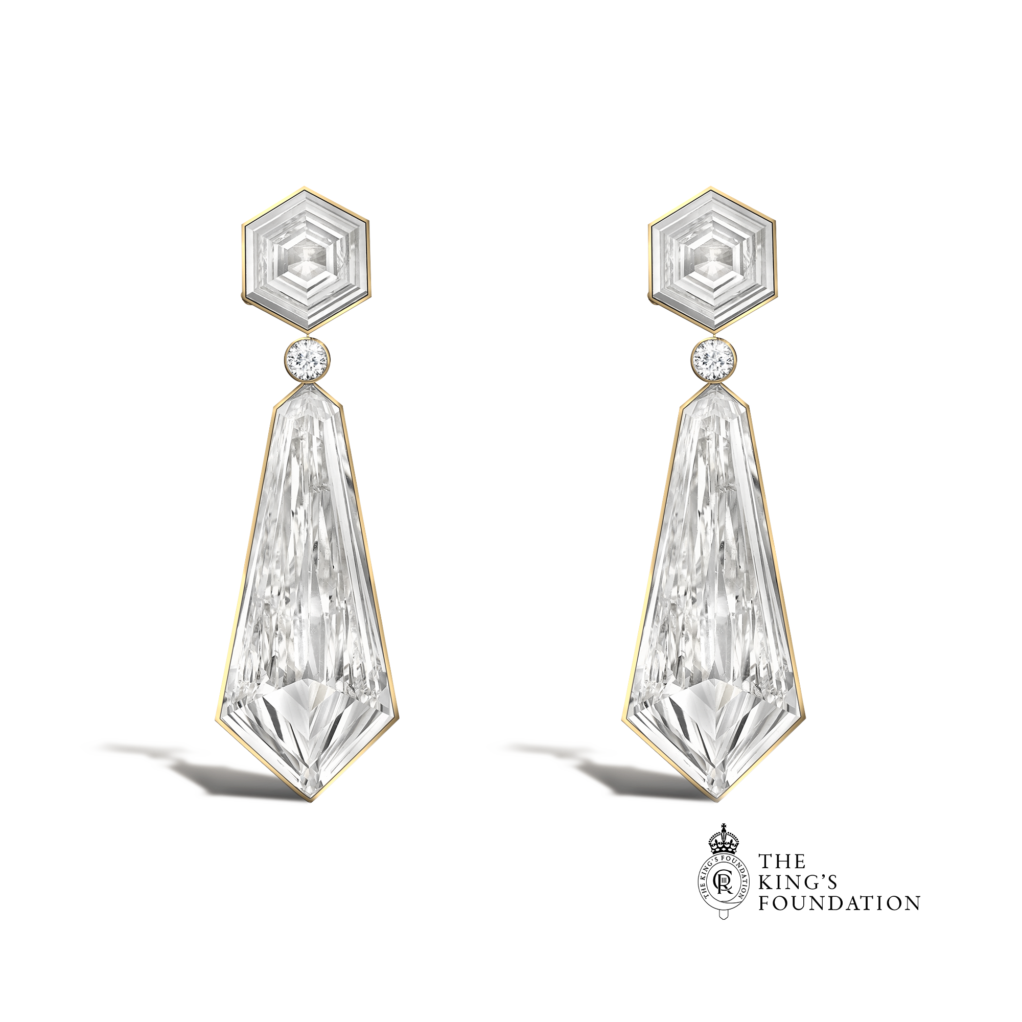 Masterpiece Honeycomb 9.02ct Diamond Drop Earrings Kite Cut, Rubover Set_1