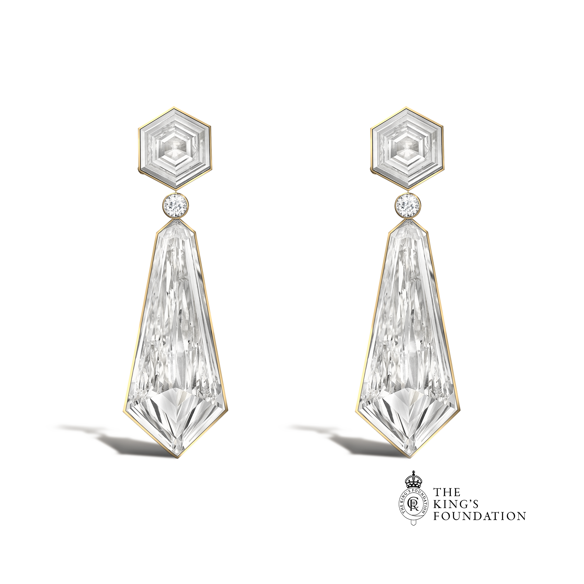 Masterpiece Hex and Kite Cut Diamond Honeycomb Earrings Kite Cut with Hexagonal Cut Diamonds_1