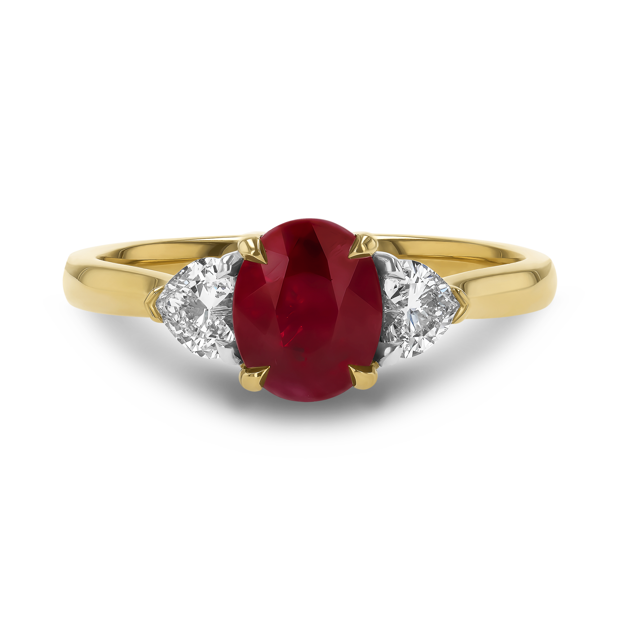 Oval Cut 1.26ct Burmese Ruby and Diamond Ring Oval Cut, Claw Set_2