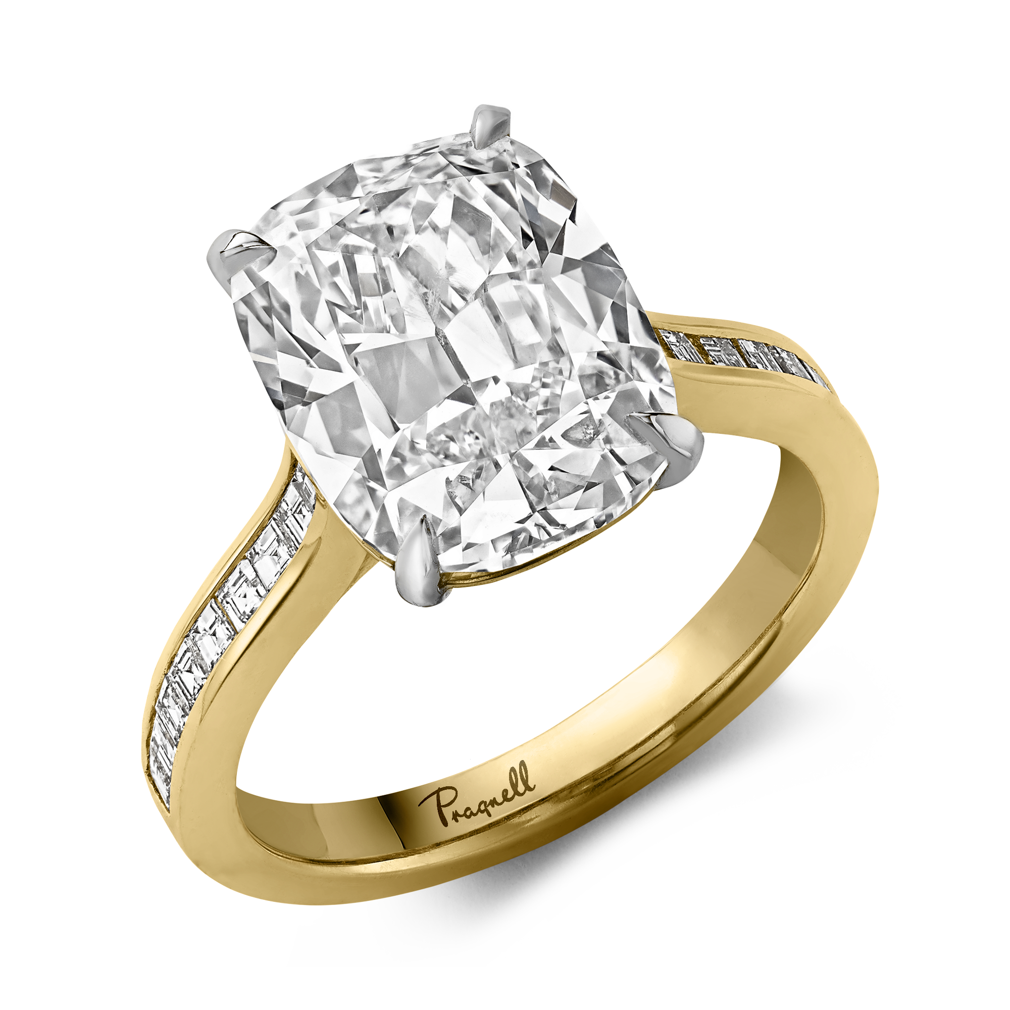 Masterpiece Deco Setting 5.02ct Diamond Solitaire Ring Cushion Antique Cut, Claw Set_1