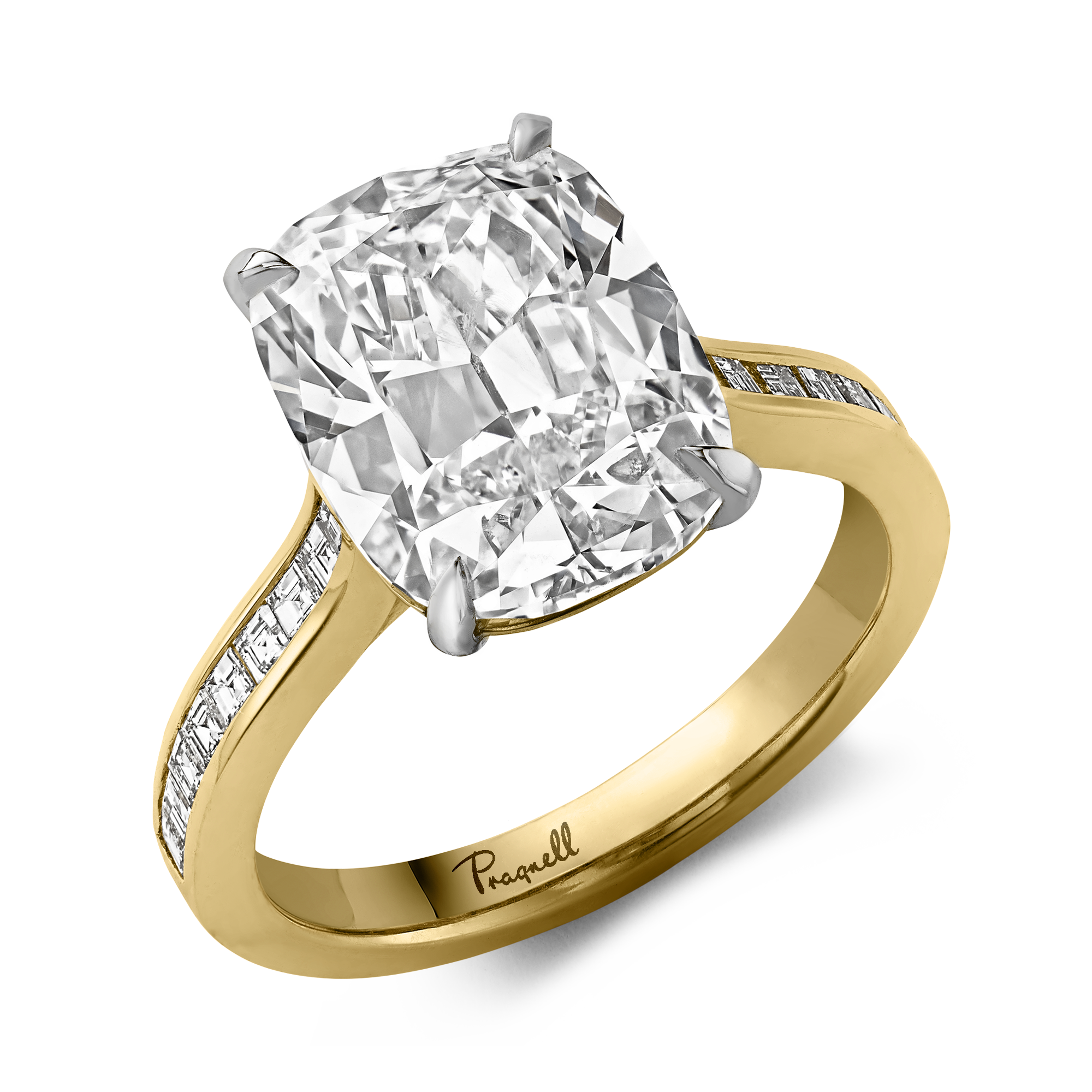 Masterpiece Deco Setting 5.02ct Diamond Solitaire Ring Cushion Antique Cut, Claw Set_1