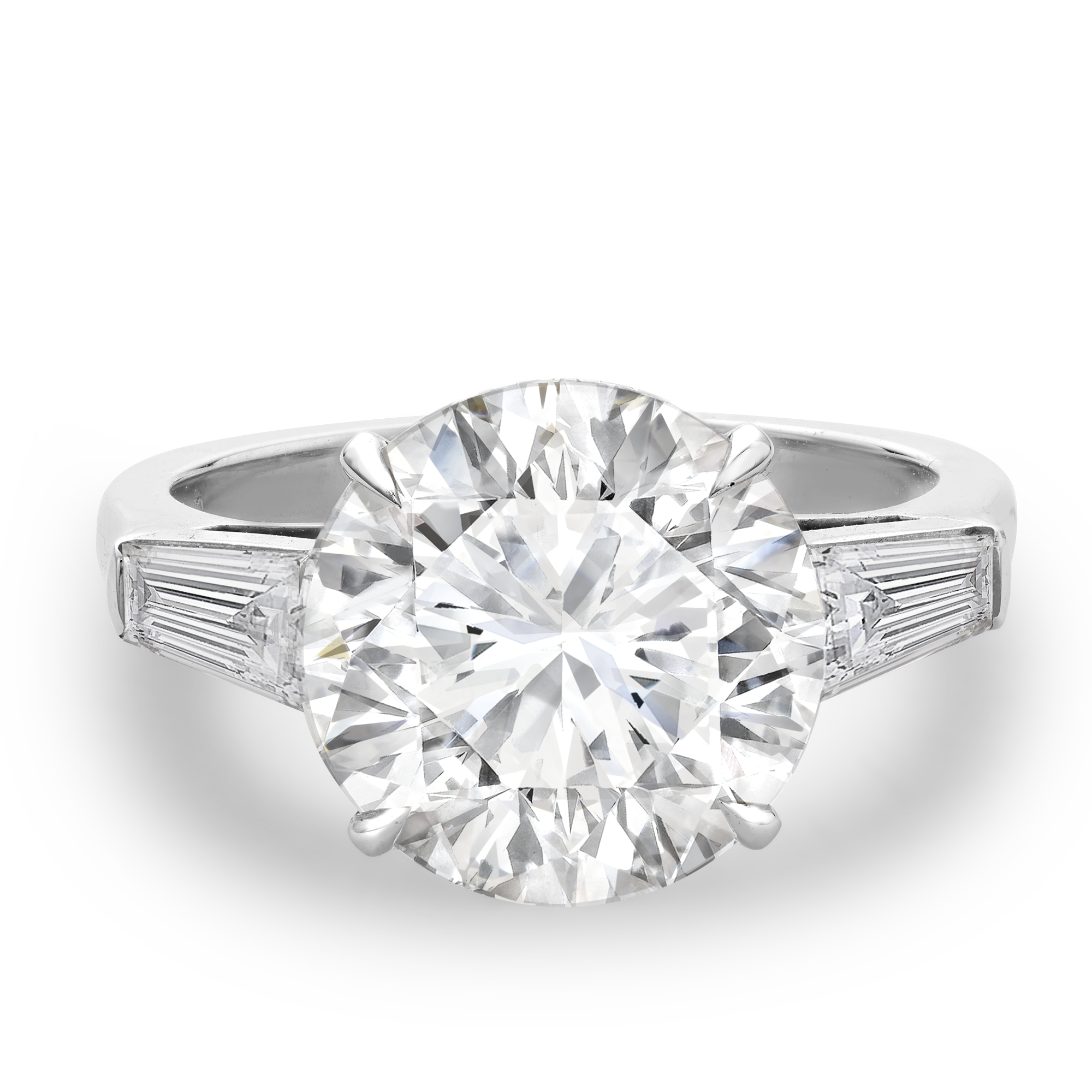 Regency 5.08ct Diamond Solitaire Ring Brilliant & Tapered Baguette Cut, Claw & Channel Set_2