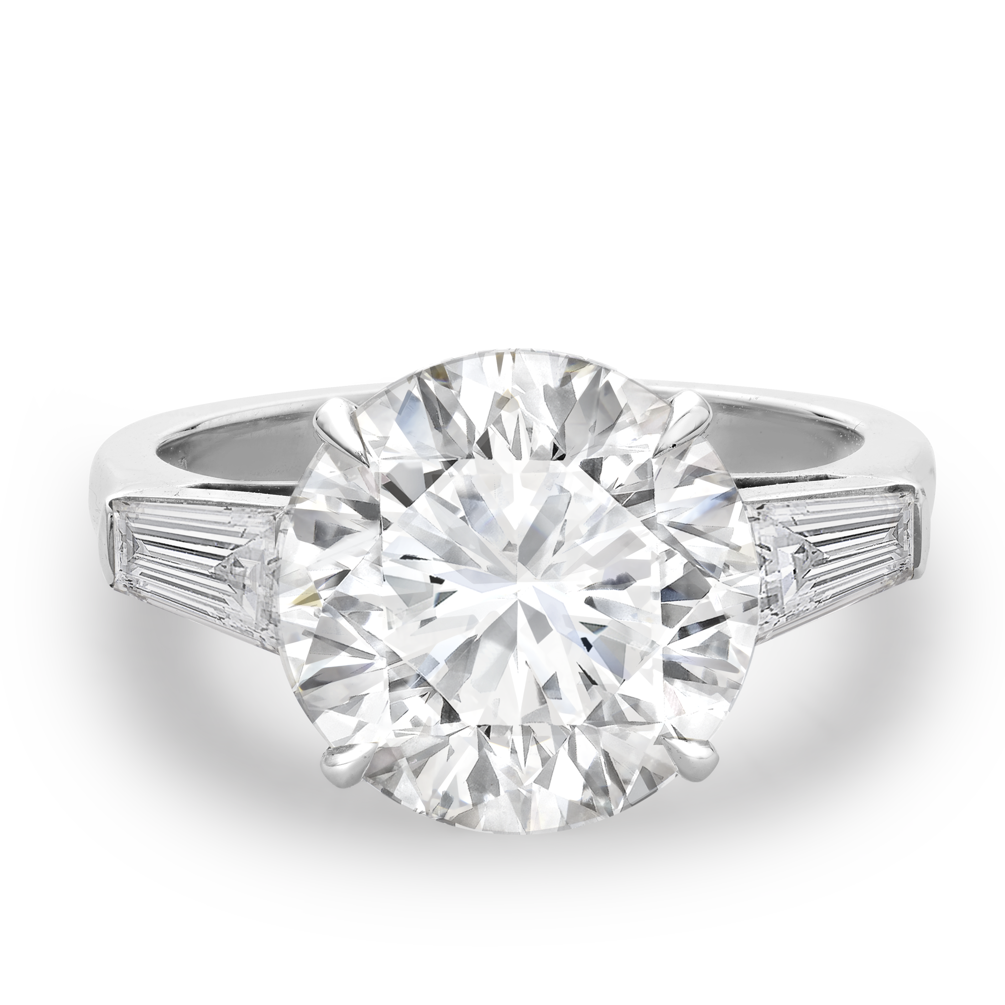 Regency 5.08ct Diamond Solitaire Ring Brilliant & Tapered Baguette Cut, Claw & Channel Set_2