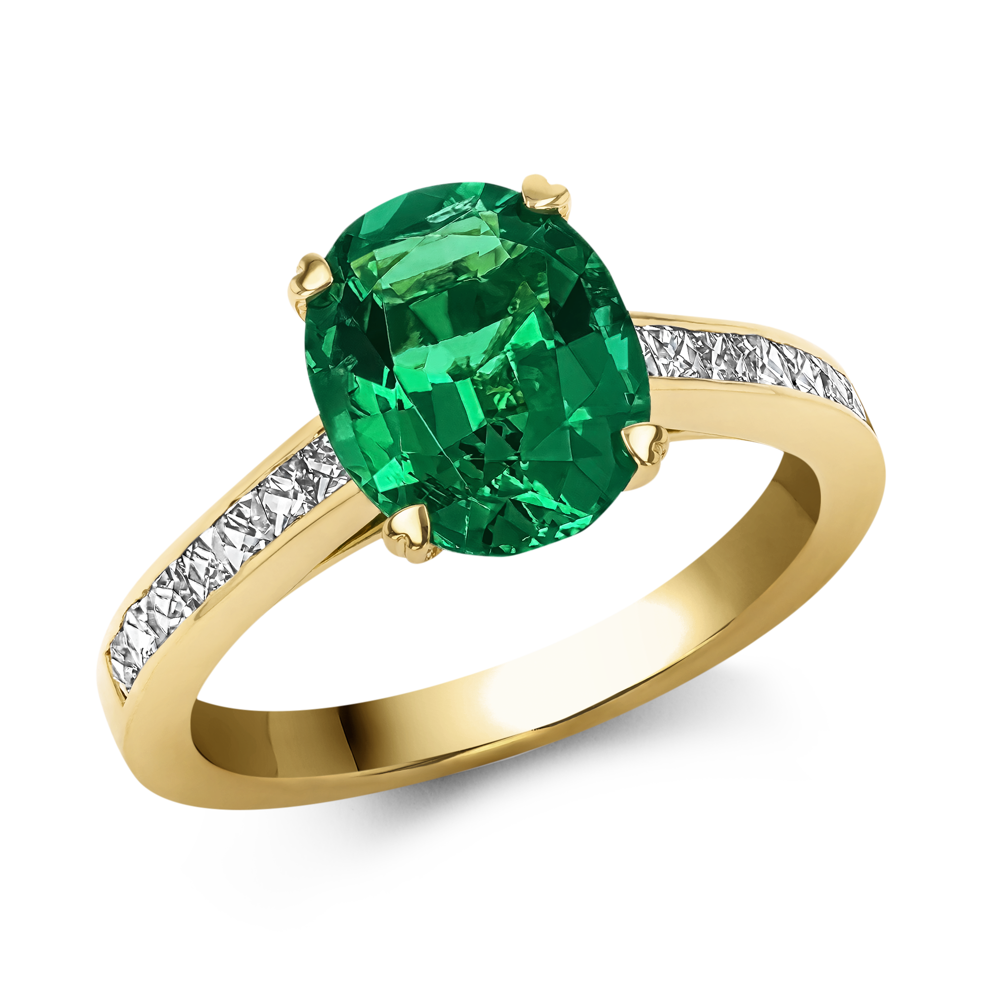 Gatsby 2.33ct Emerald and Diamond Solitaire Ring Oval Cut, Claw Set_1