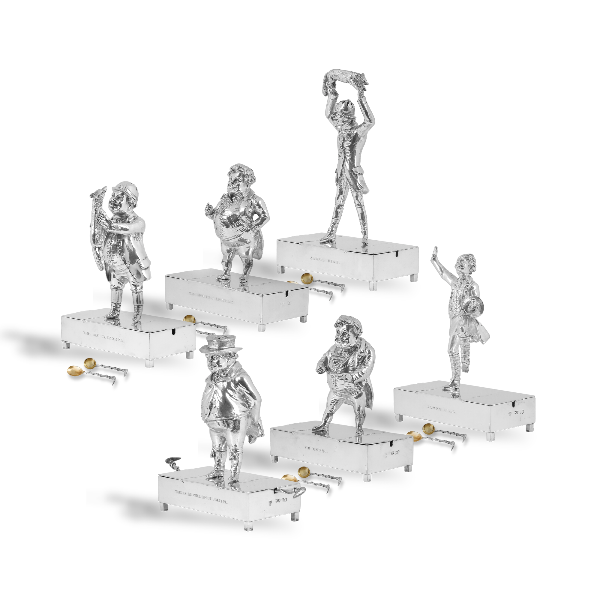 Victorian Silver 'Jorrocks' Condiment Stands Hallmarked London_3