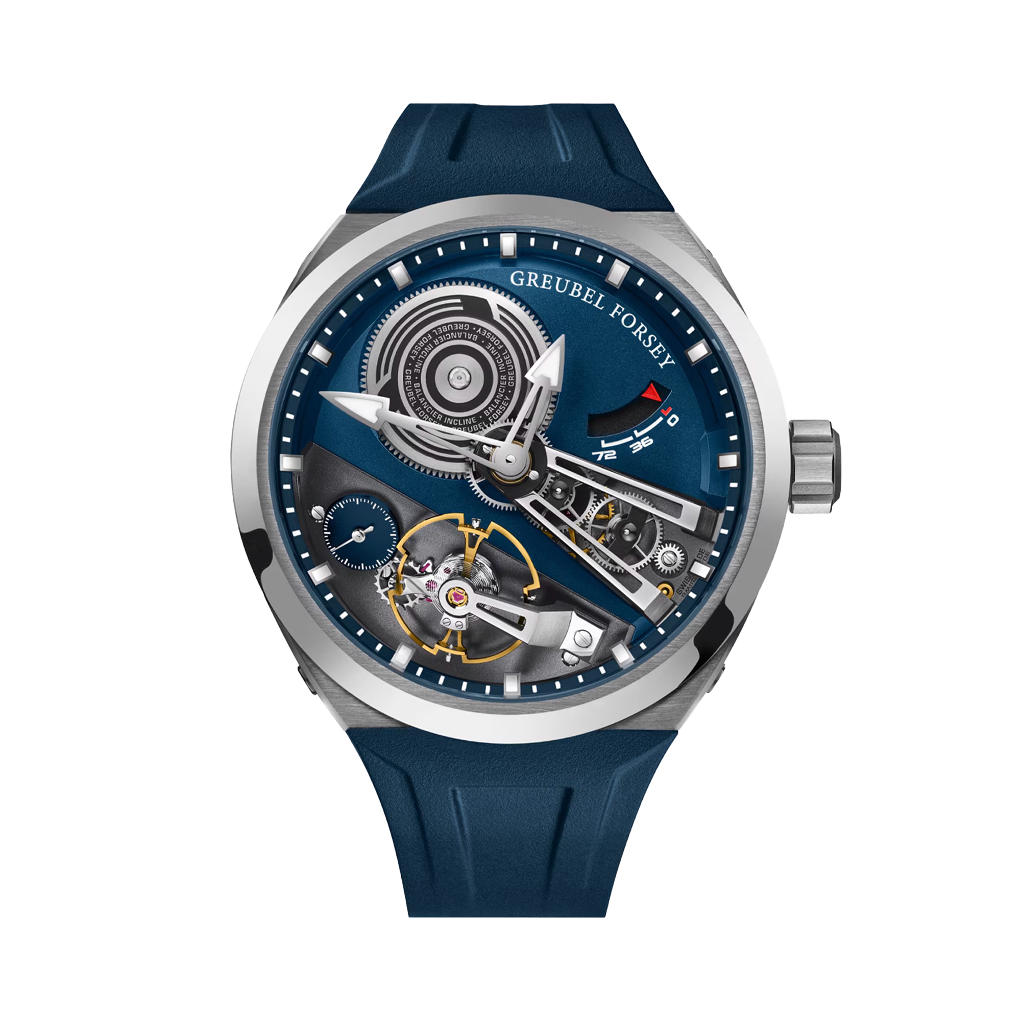 Gruebel Forsey Balancier Convexe S2 41.5mm, Blue Dial, Baton Numerals_1