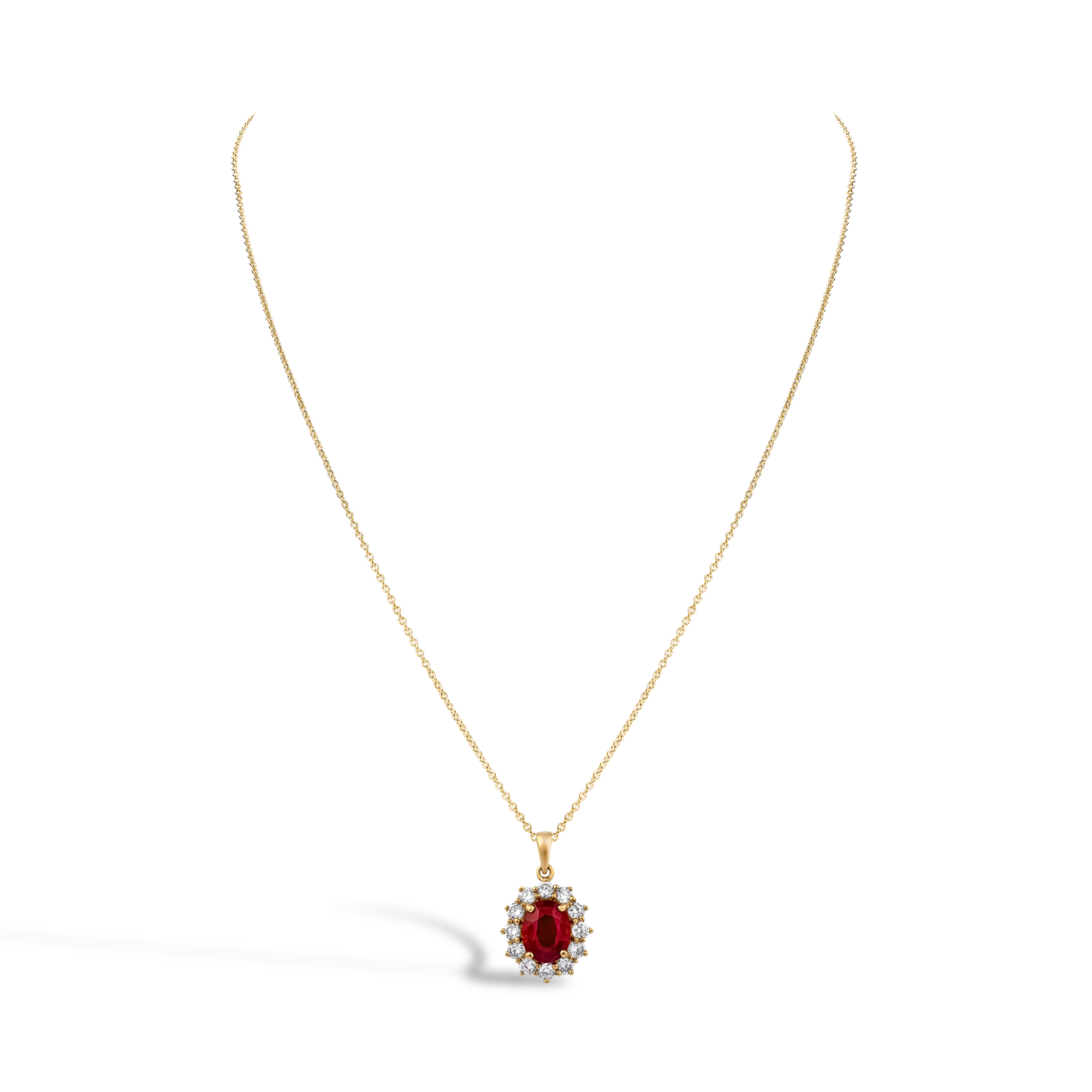 Oval Cut 1.83ct Burma Ruby and Diamond Pendant Oval Cut, Claw Set_2