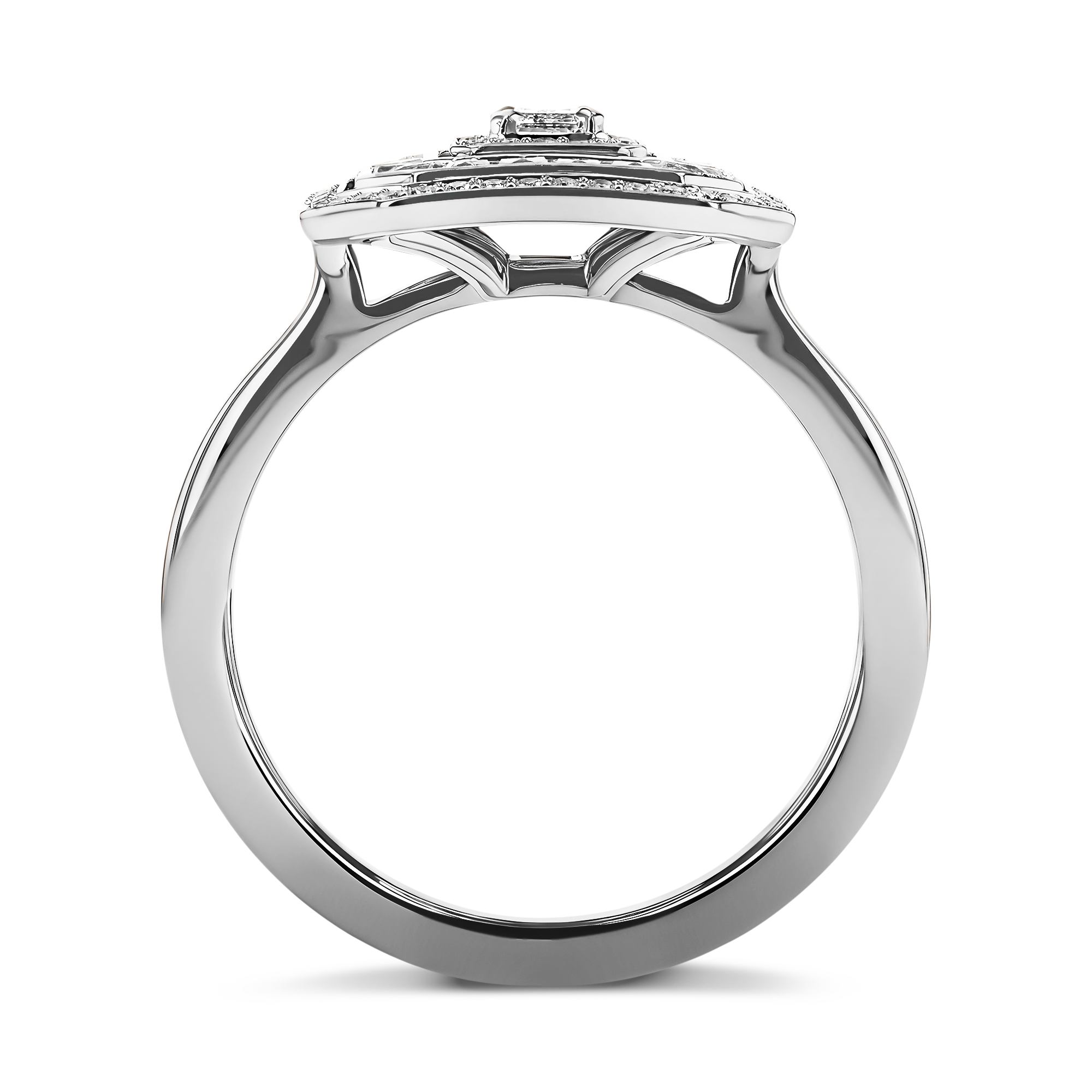 Emerald cut Diamond Ripple Ring Emerald Cut, Four Claw Set_3