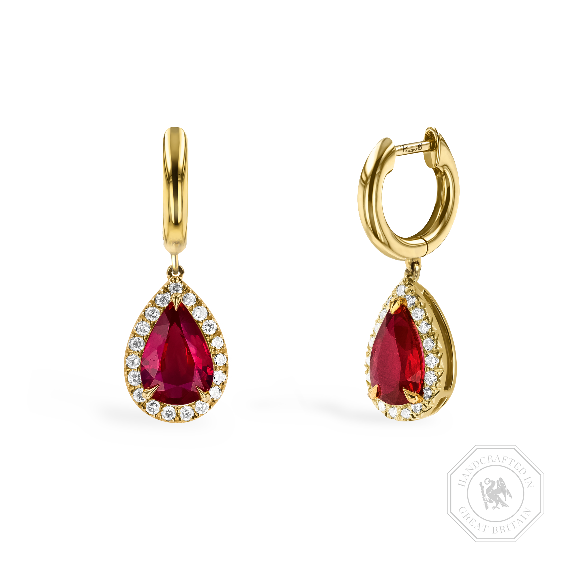Pear Shaped 2.50ct Ruby and Diamond Drop Earrings Pear Shaped, Claw Set_1