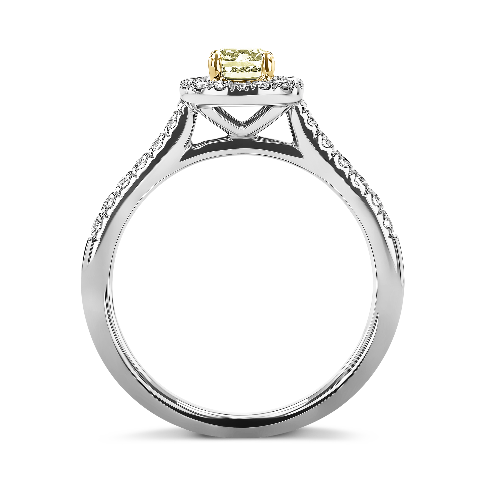 Celestial Radiant Cut 0.49ct Fancy Yellow Diamond Cluster Ring Radiant Cut, Claw Set_3