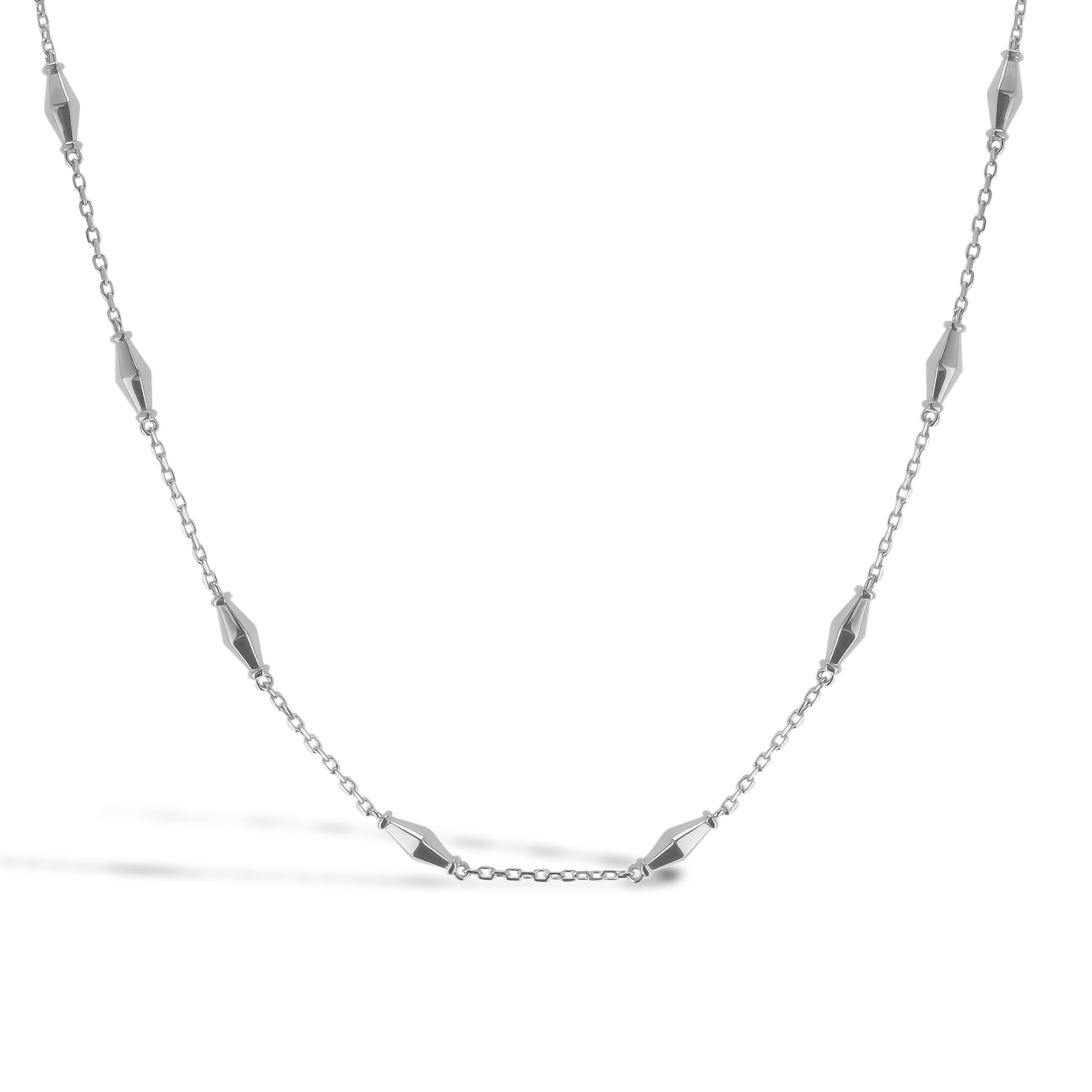 Mini-Cleopatra 0.188ct Diamond Gold Faceted Barrel Link 60cm Necklace Brilliant Cut, Pavé Set_2