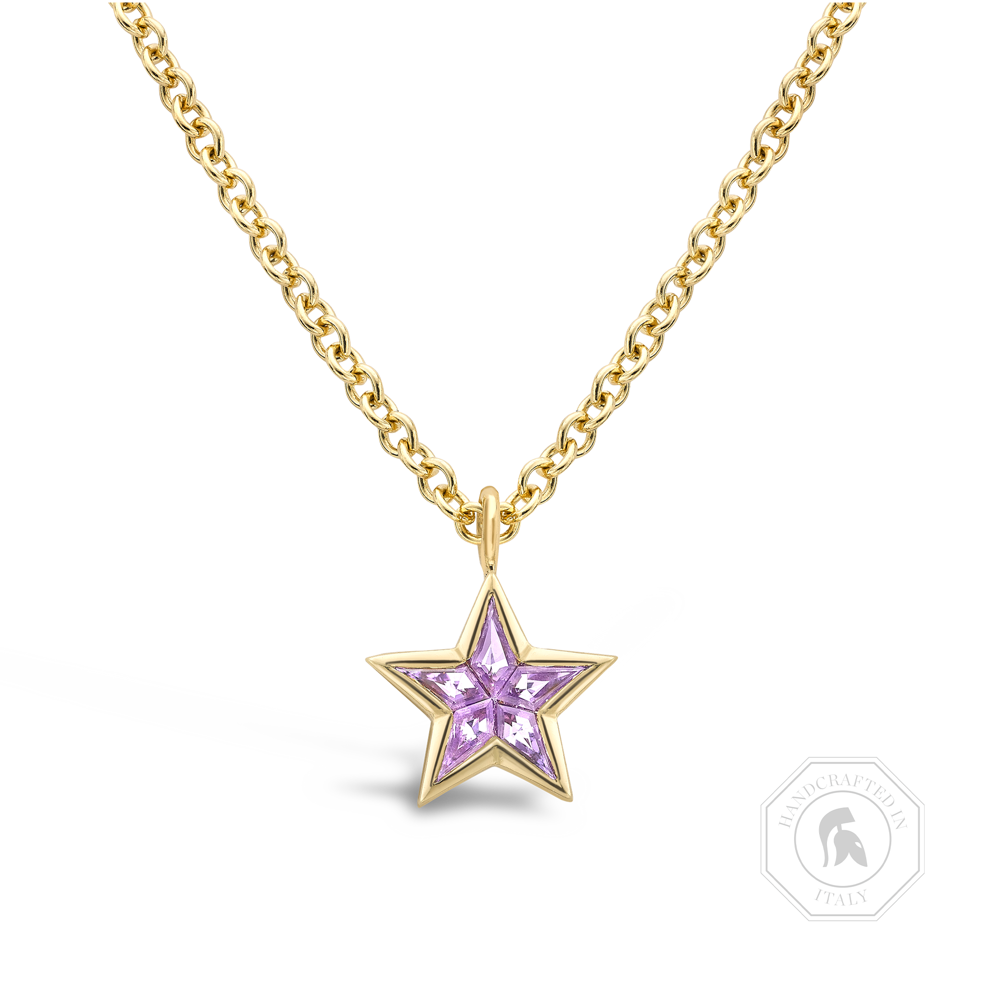 RockStar Purple Sapphire Pendant Necklace Kite Cut, Rubover Set_1