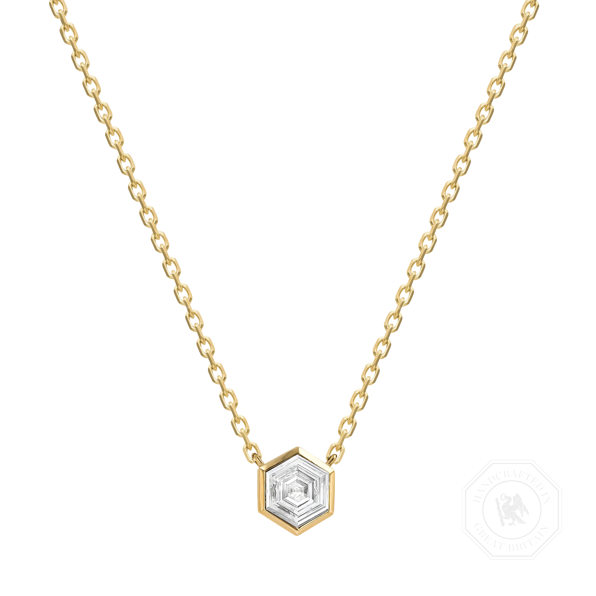 Honeycomb 0.80ct Diamond Solitare Pendant Hexagonal Cut, Rubover Set_1