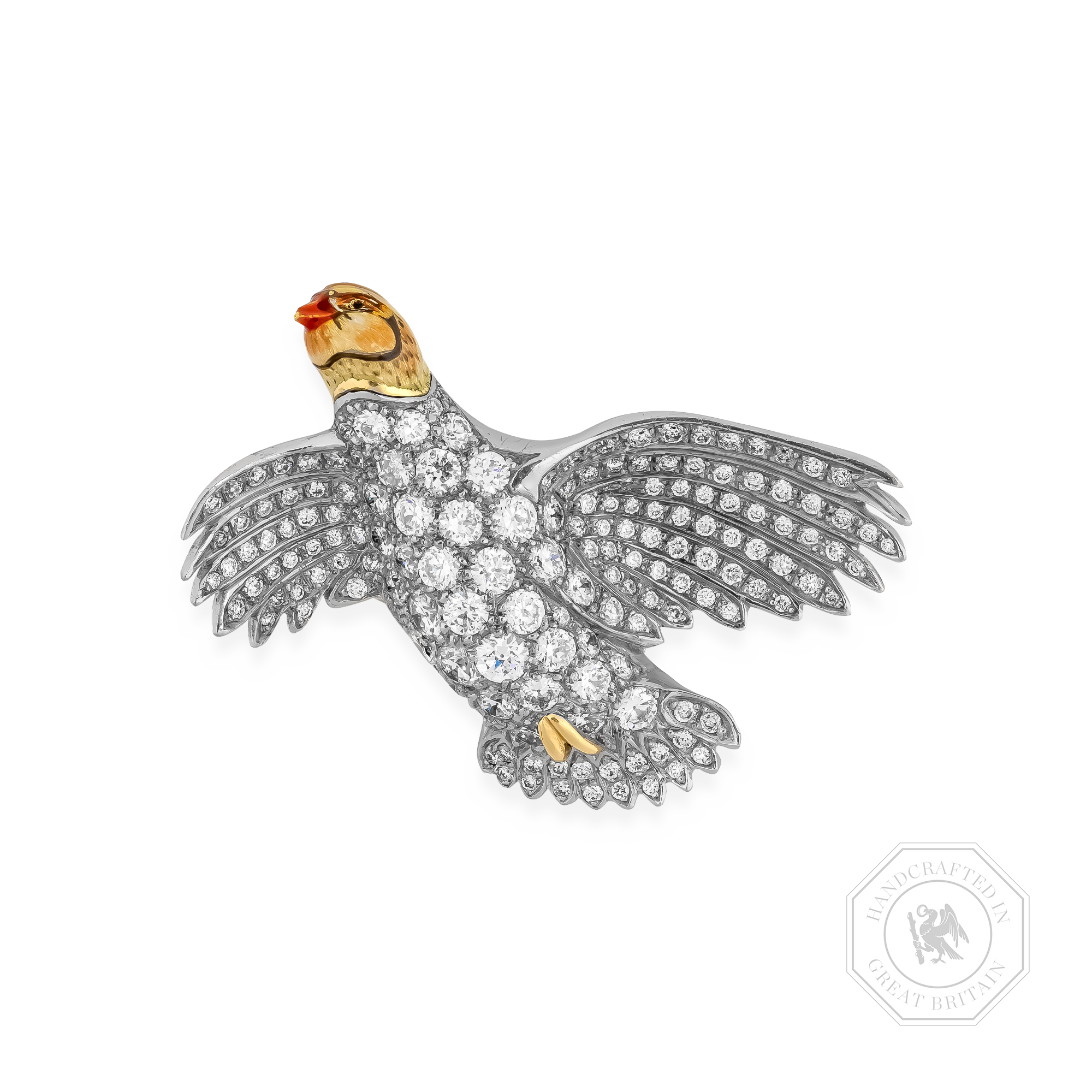 Brilliant Cut Diamond Brooch Pin Brooch with Enamel_1