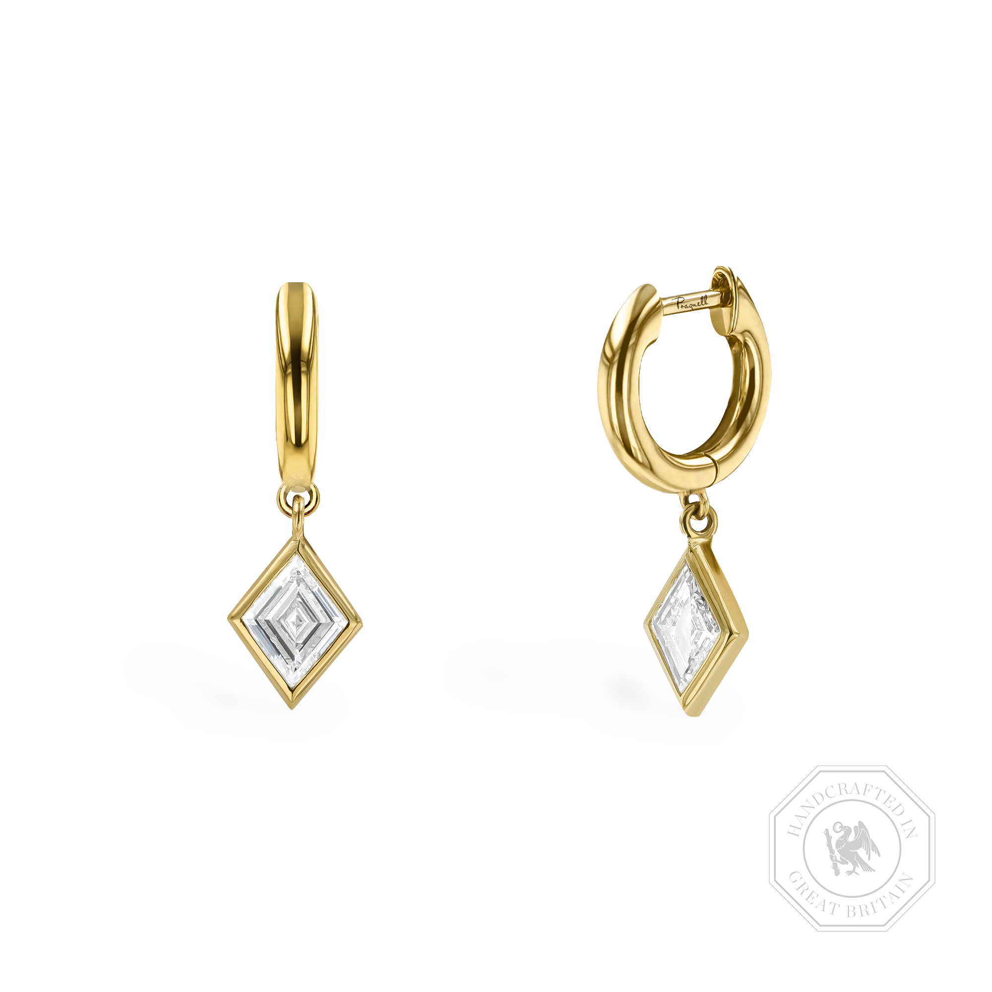Lozenge Cut 1.02ct Diamond Drop Earrings Lozenge Cut, Rubover Set_1