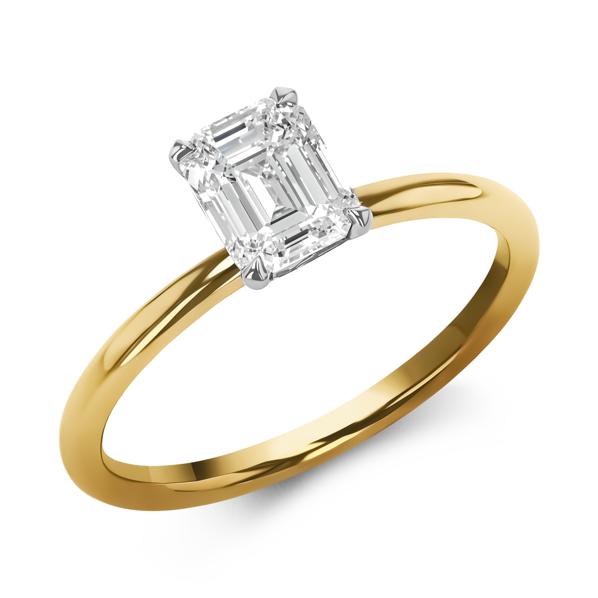 Emerald Cut Diamond Solitaire Ring Emerald Cut, Claw Set_1