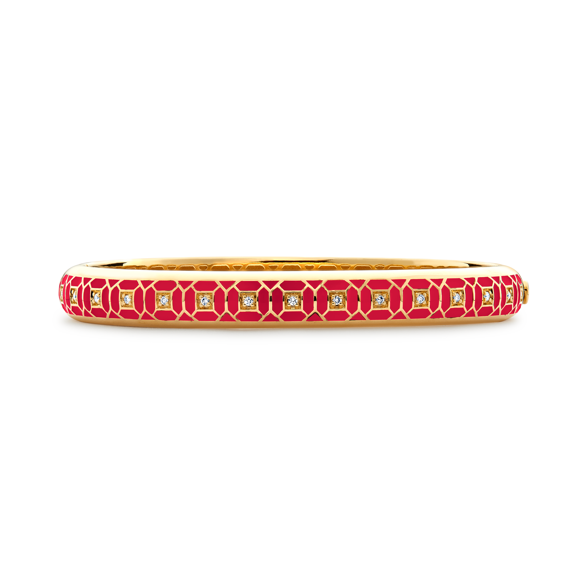 Revival Regency Red Enamel and Diamond Bangle Brilliant Cut, Pave Set_1