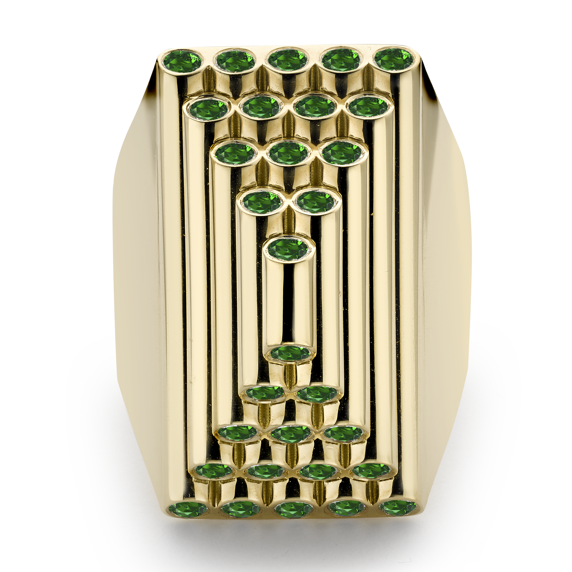 Emerald Eclipse Pyramid Ring Brilliant Cut, Rubover Set_2