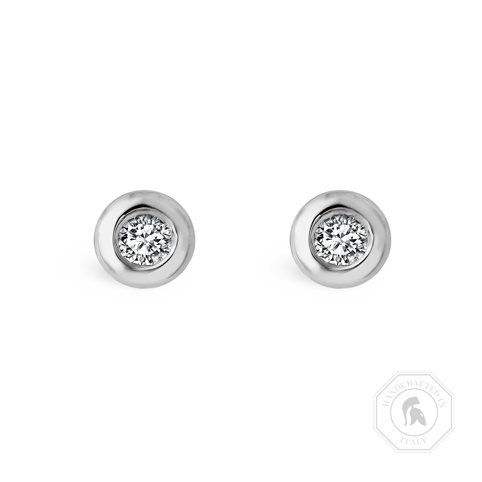 RockChain Two Stone Diamond Stud Earrings Brilliant Cut, Rubover Set_1