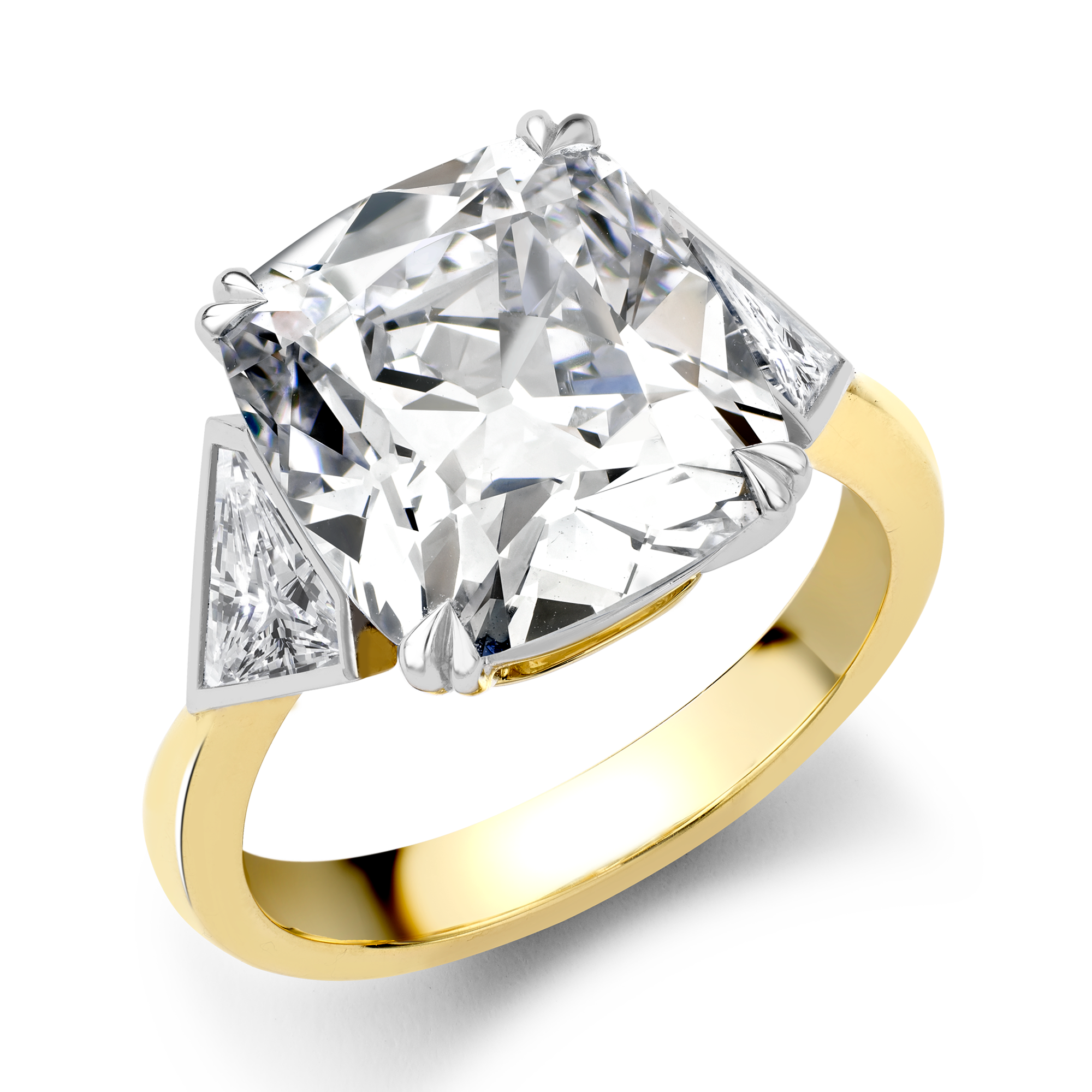 Masterpiece Silhouette Setting Old Mine Cushion Cut Diamond Ring Antique Cushion Cut, Claw & Rub over Set_1