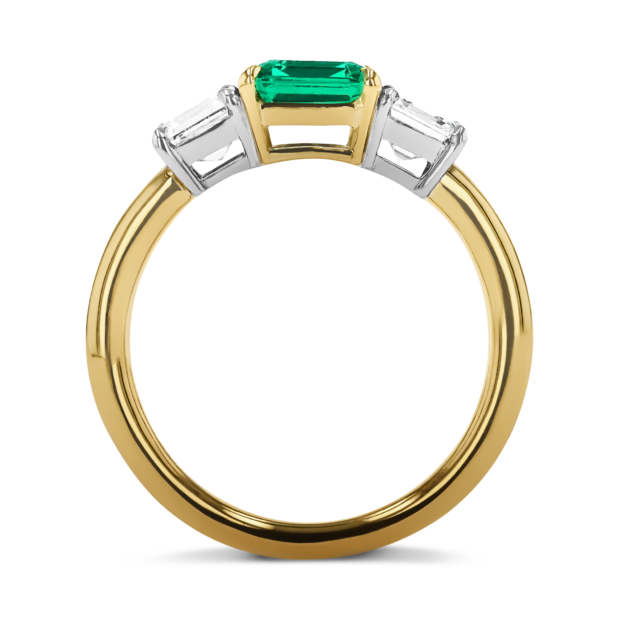 Emerald and Diamond Three Stone Ring Emerald Cut, Claw Set_3