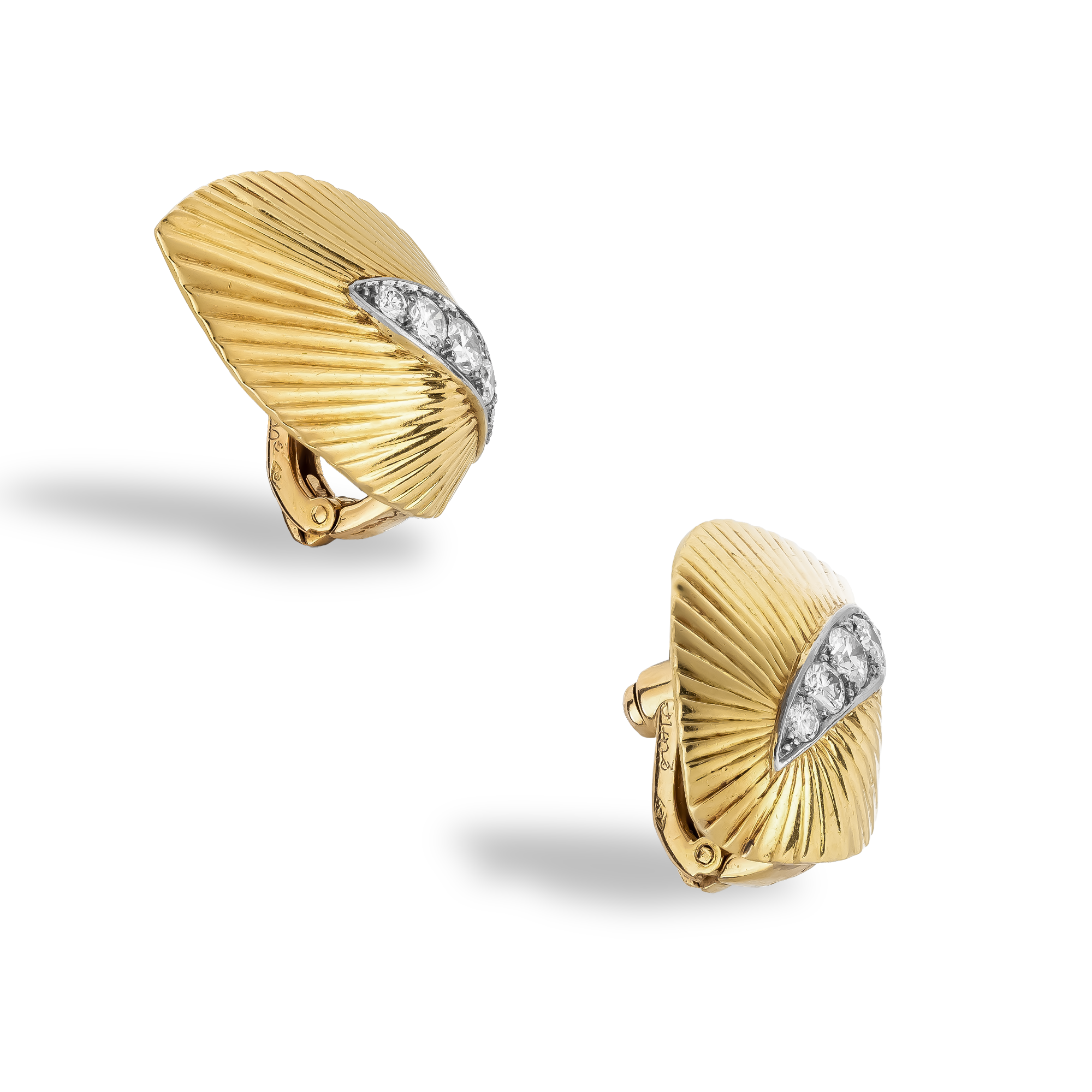 Retro Cartier 0.80ct Diamond Leaf Earrings Brilliant cut, Claw set_2