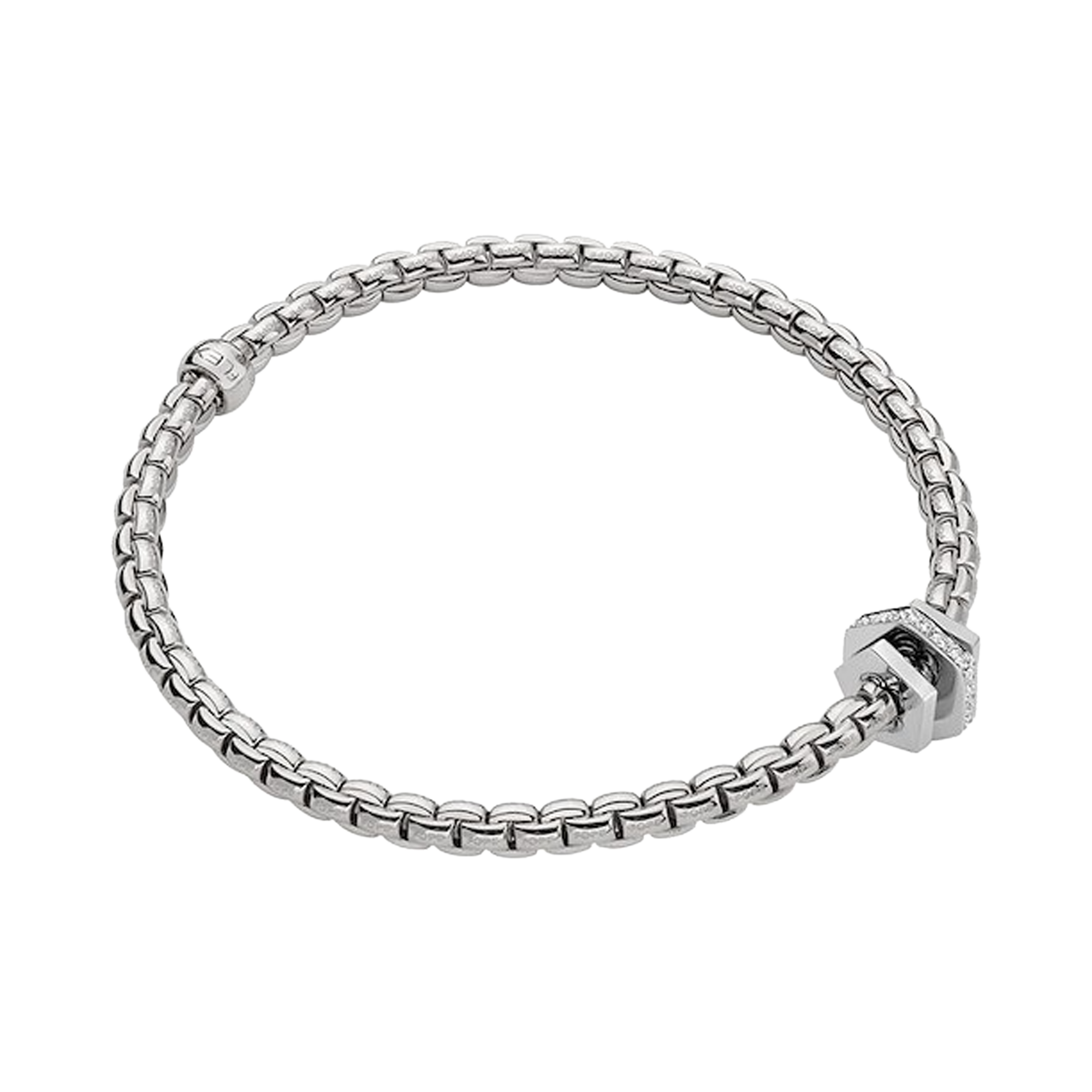 Fope Eka Tiny Flex-it Bangle with Diamond Hexagonal shaped Rondell Brilliant Cut, Grain Set_3