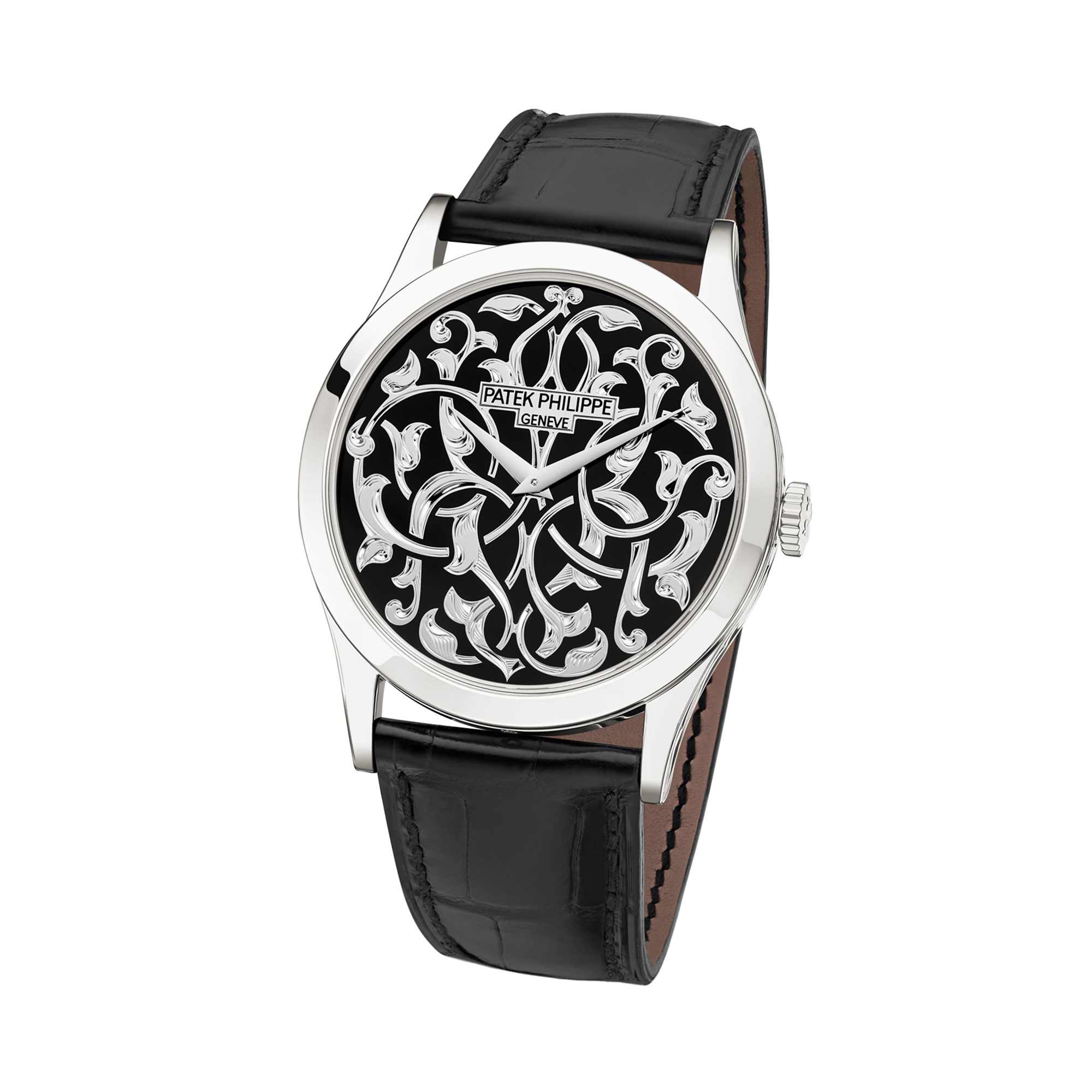 Patek Philippe Calatrava Volutes and Arabesques 38mm, Black Enamel Dial_2