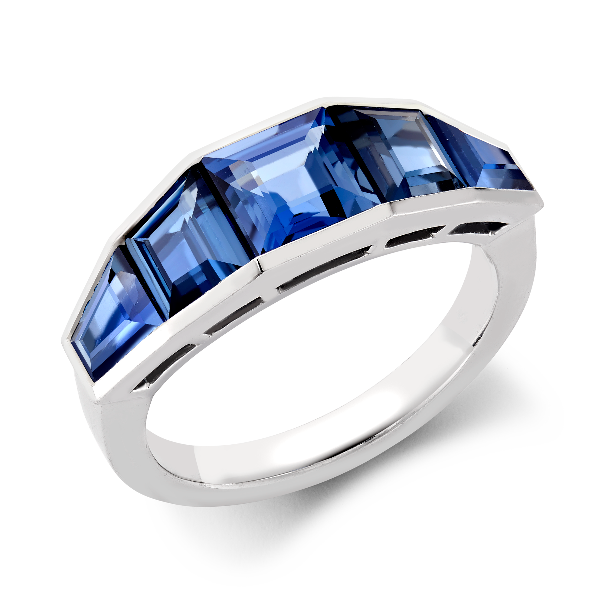 Kingdom Blue Sapphire Ring Carre Cut, Rubover Set_1