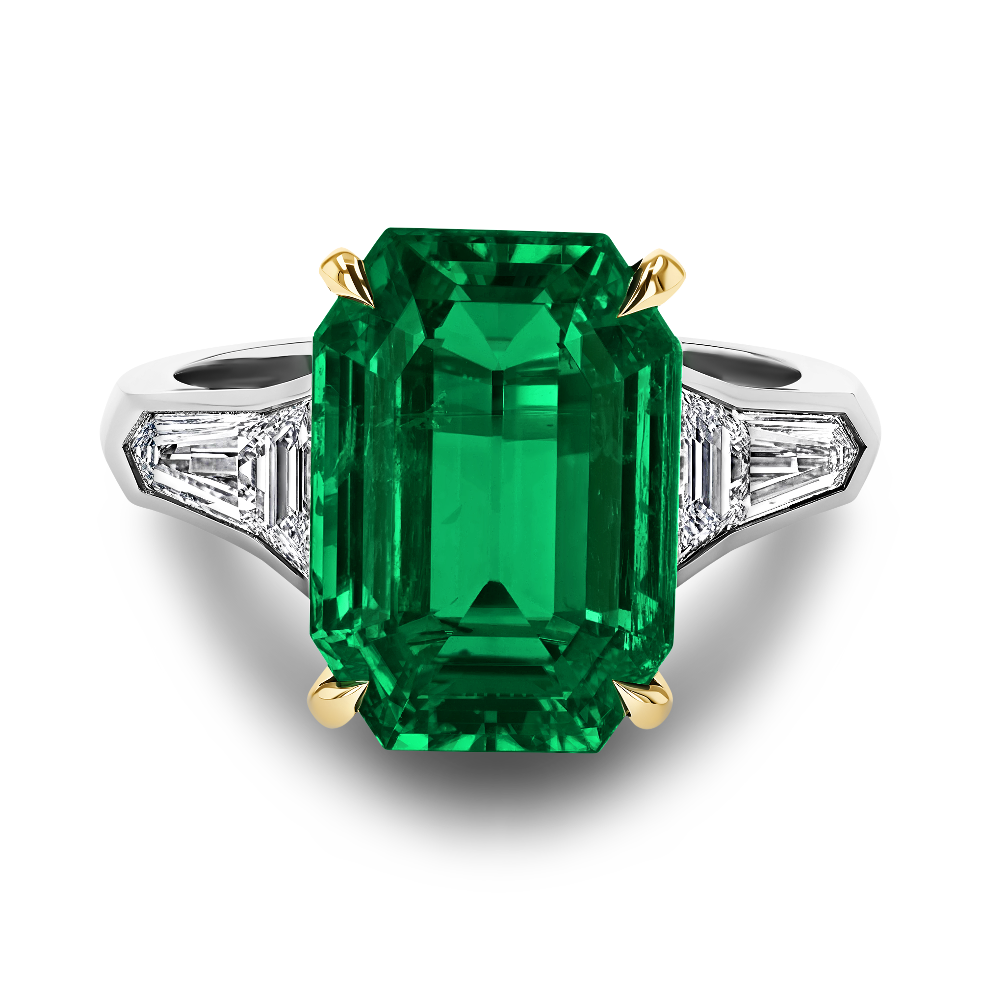 Masterpiece 5.55ct Colombian Emerald and Diamond Solitaire Ring Octagon Cut, Claw Set_2